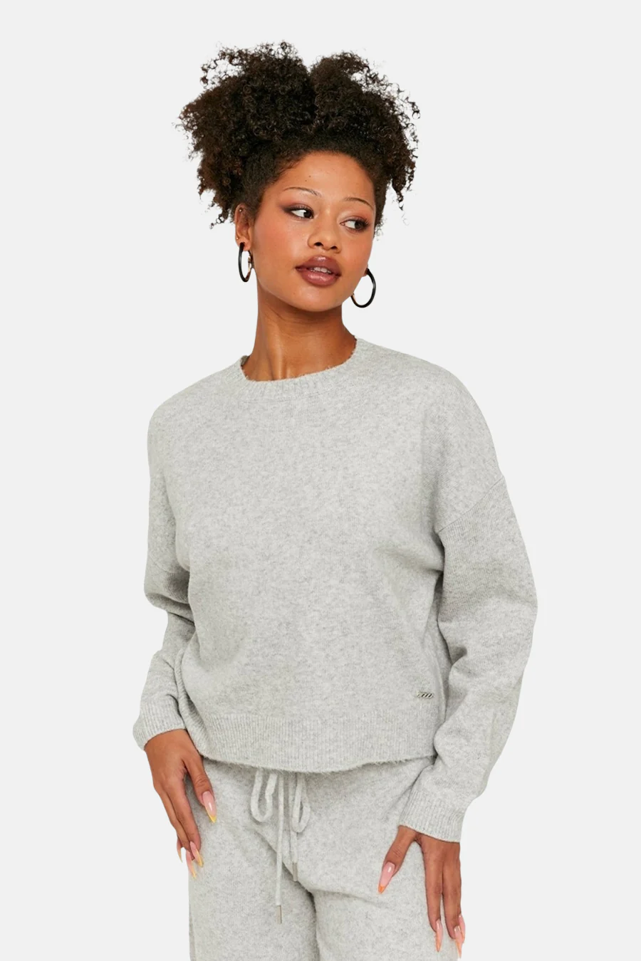 Pull met ronde hals - grijs
