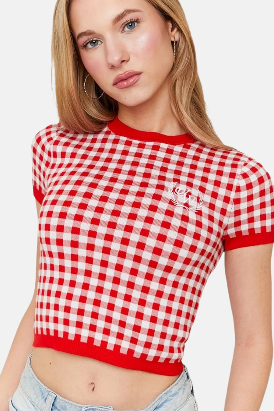 Pull met ronde hals - rood - Image 2