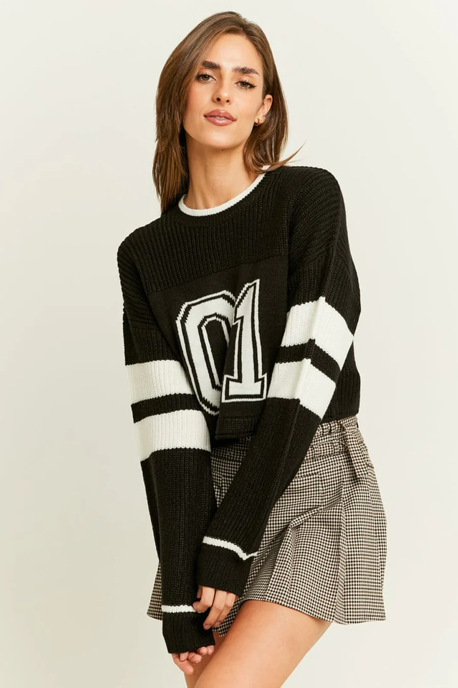 Pull met ronde hals - zwart