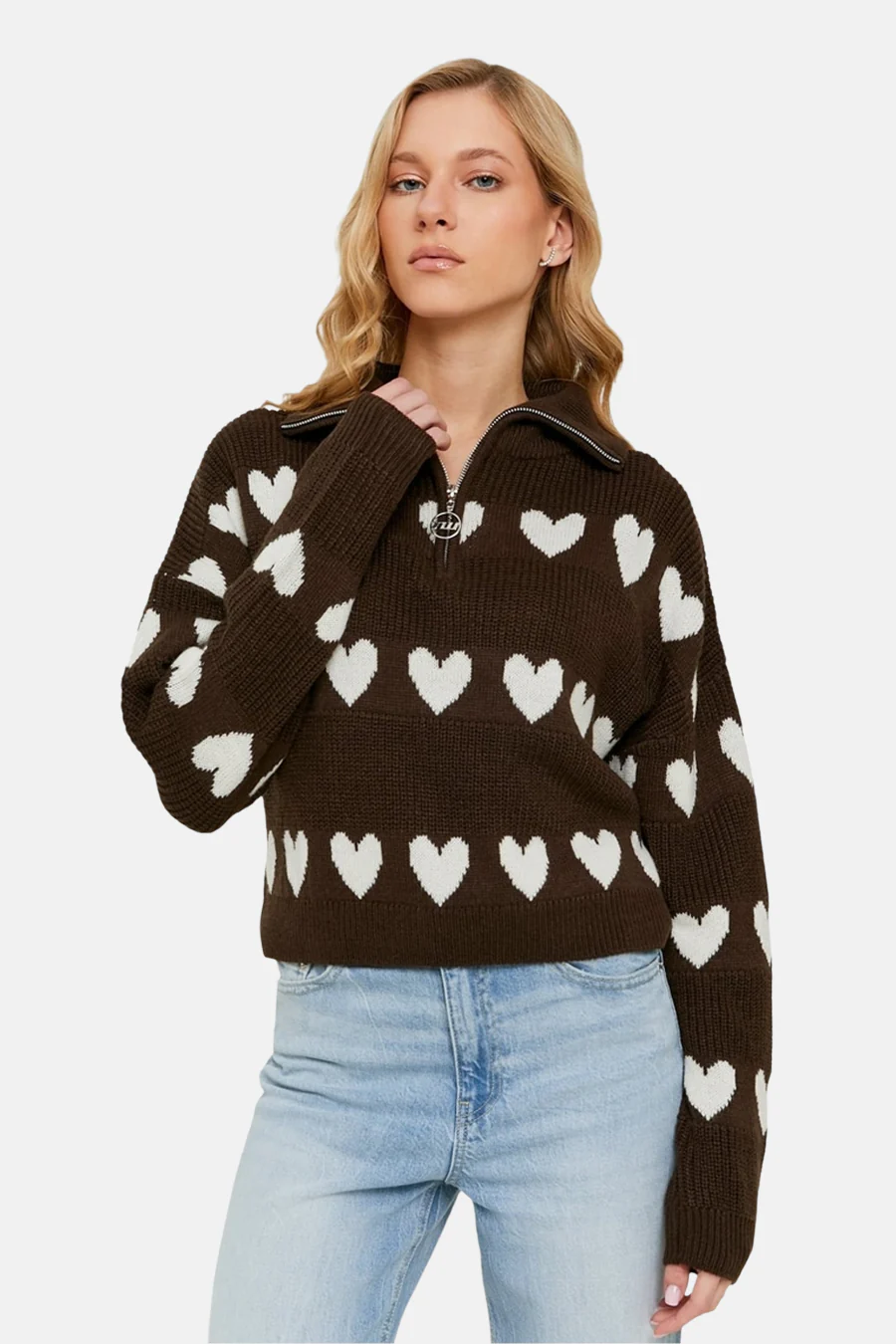 Pull met V-hals - bruin - Image 2