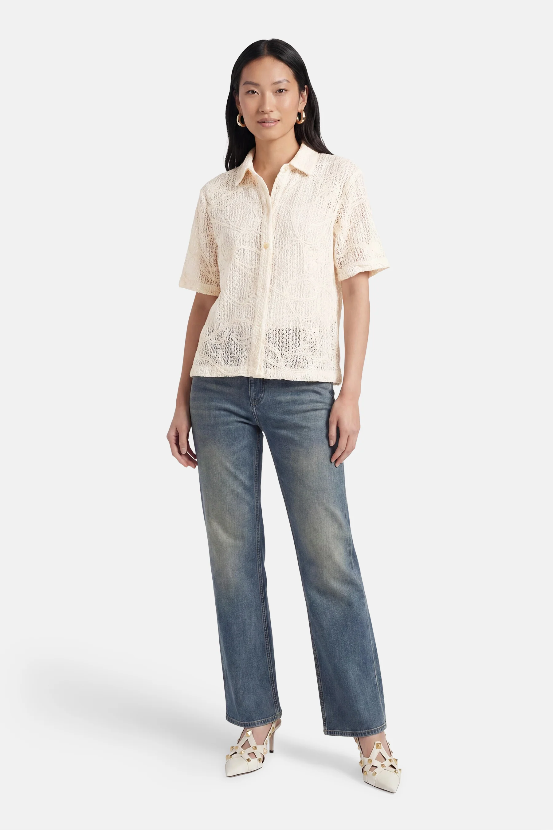 Blouse met korte mouwen - beige - Image 2