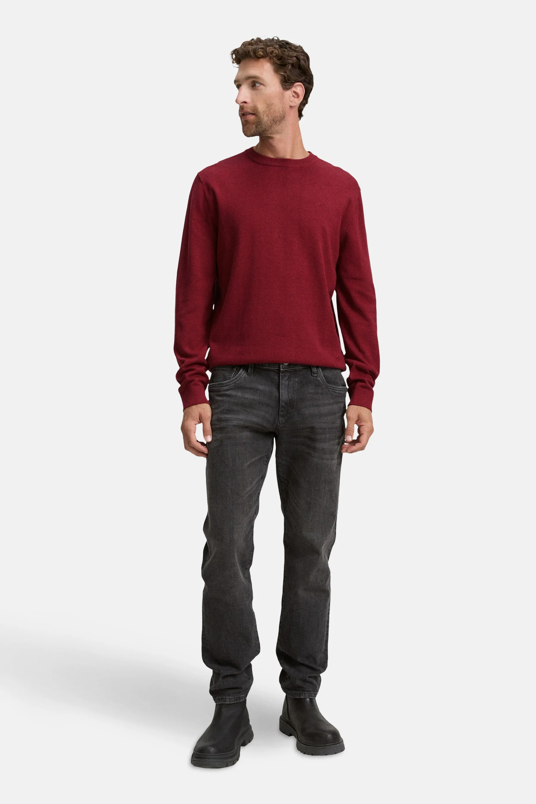 Pull met ronde hals - rood - Image 2