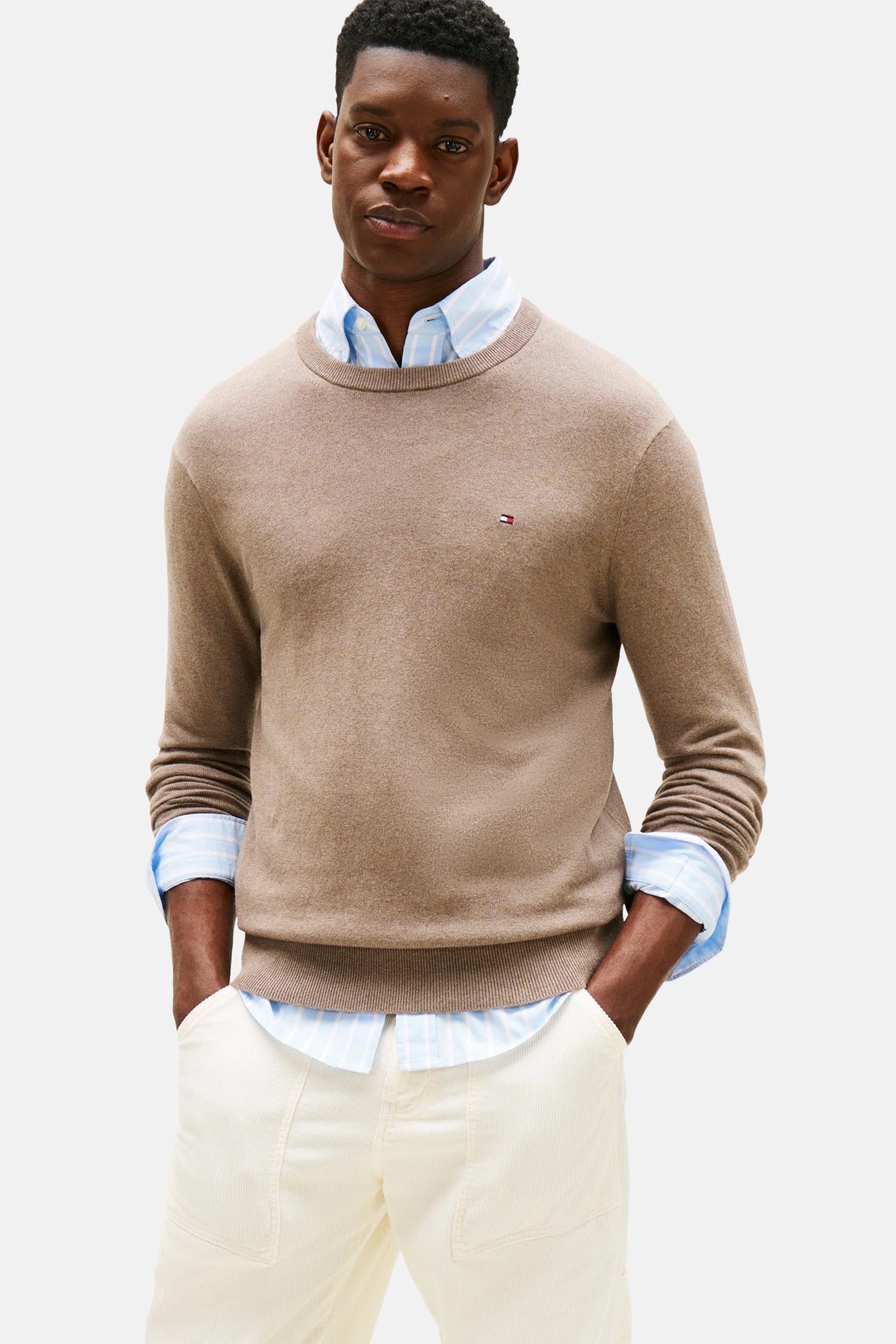 Pull met ronde hals - beige
