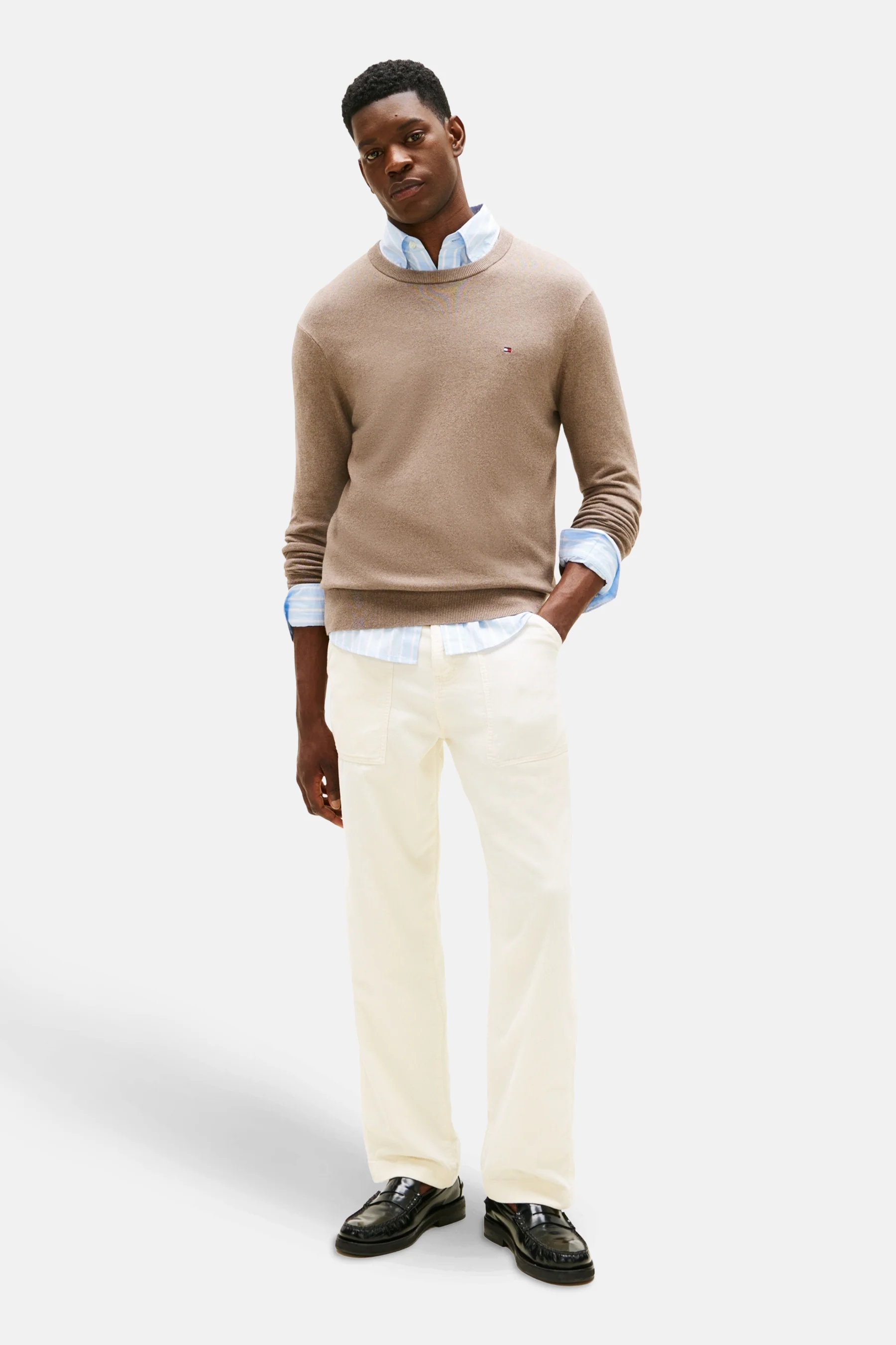Pull met ronde hals - beige - Image 3