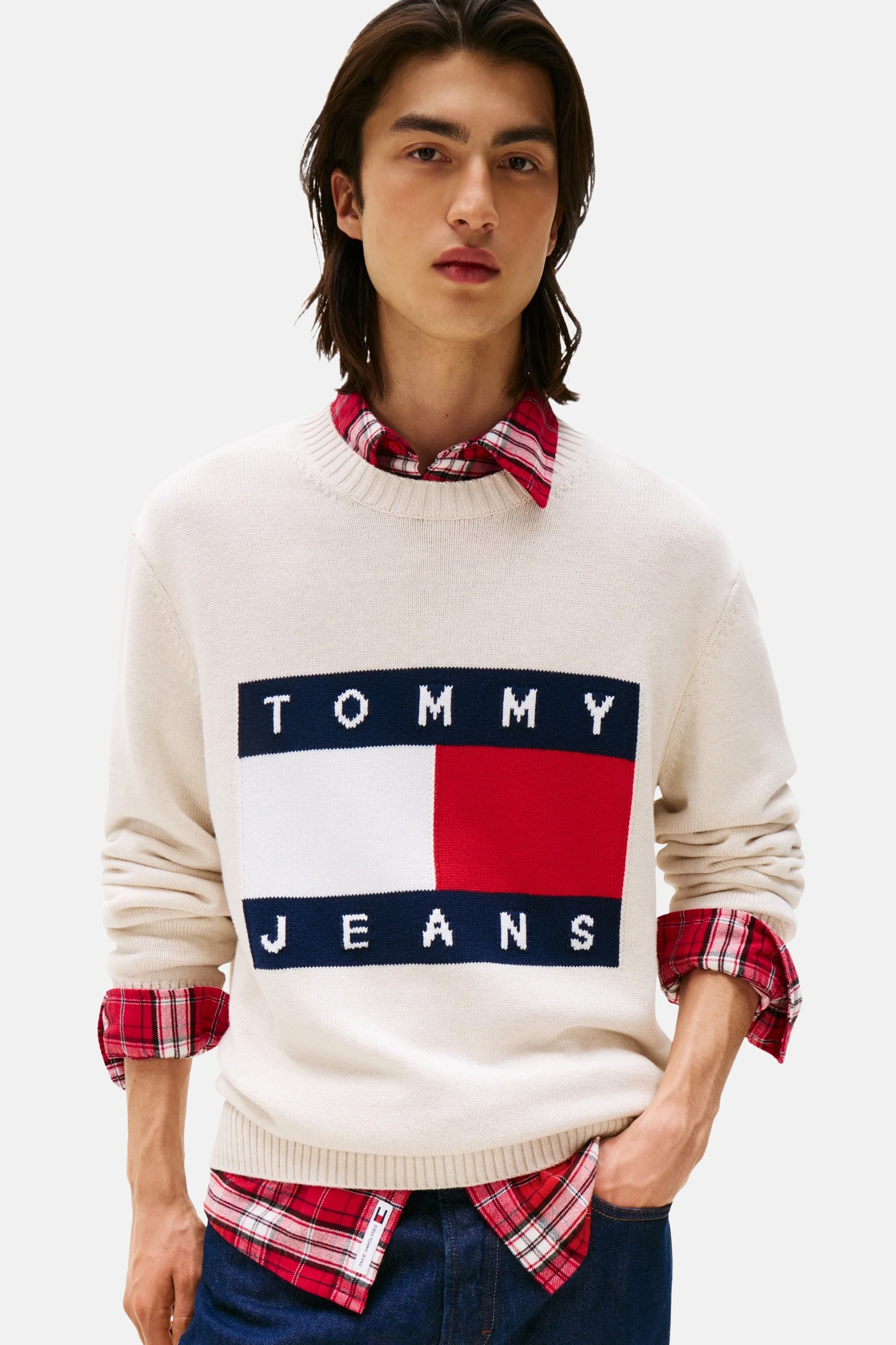 Pull met ronde hals - ecru