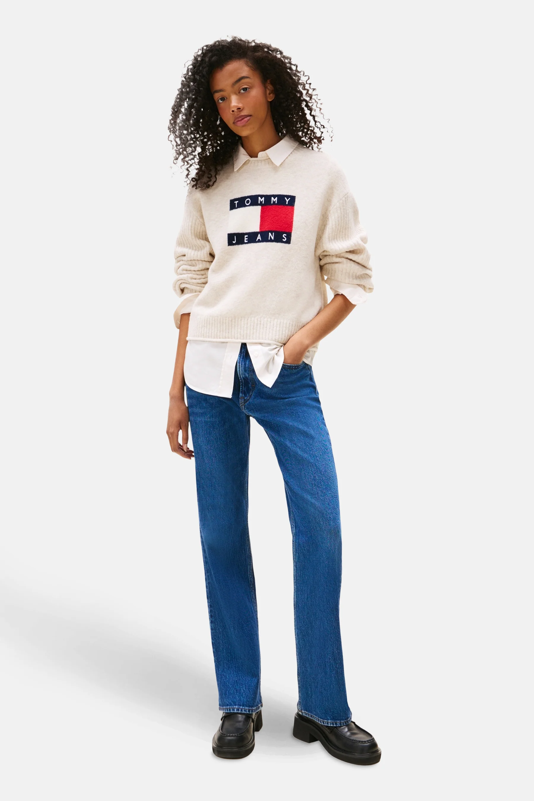 Pull met ronde hals - ecru - Image 2