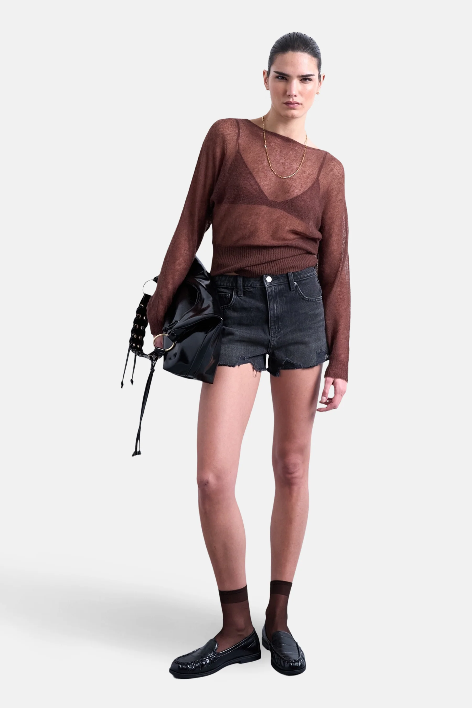 Short - black denim - Image 2
