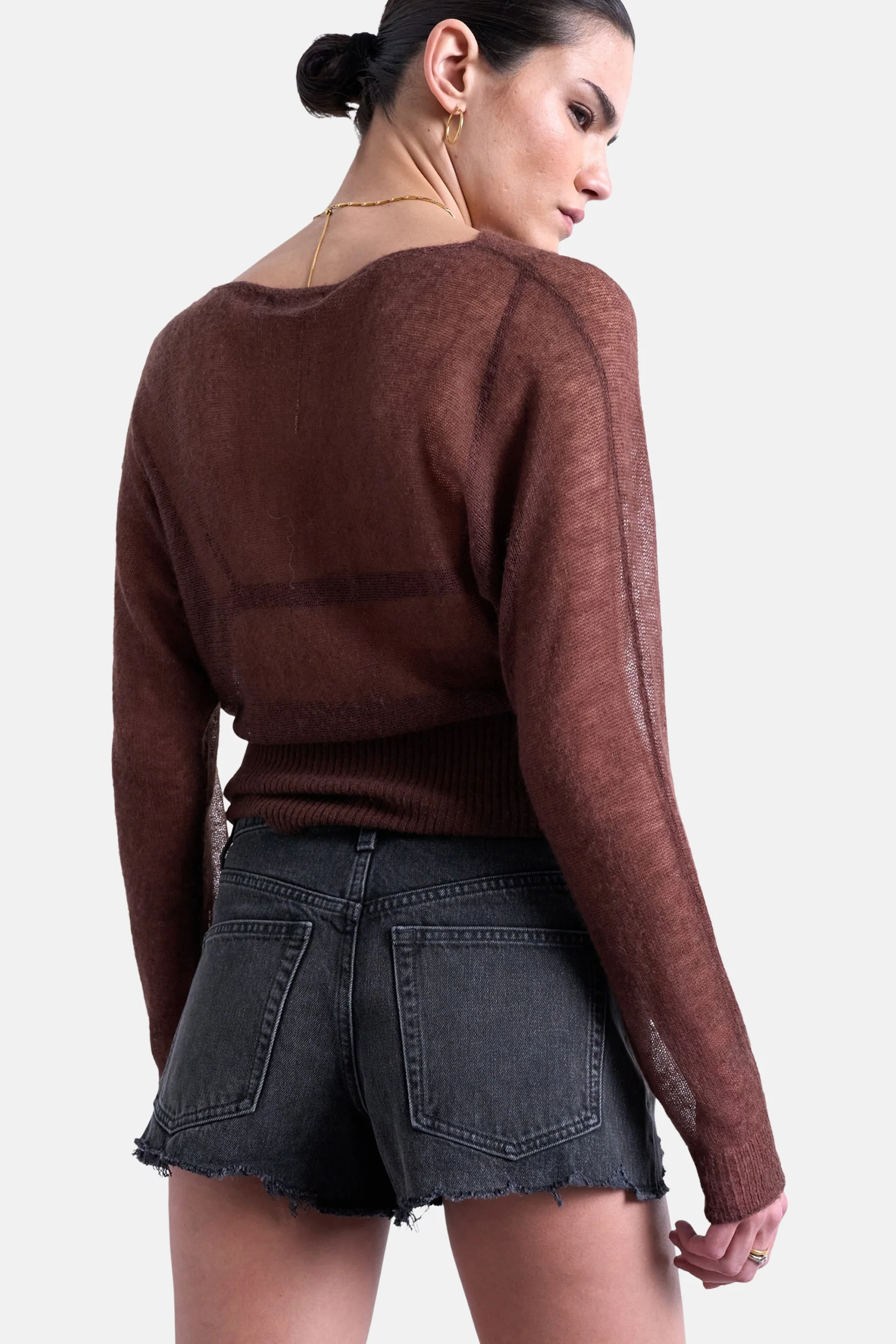 Short - black denim - Image 3