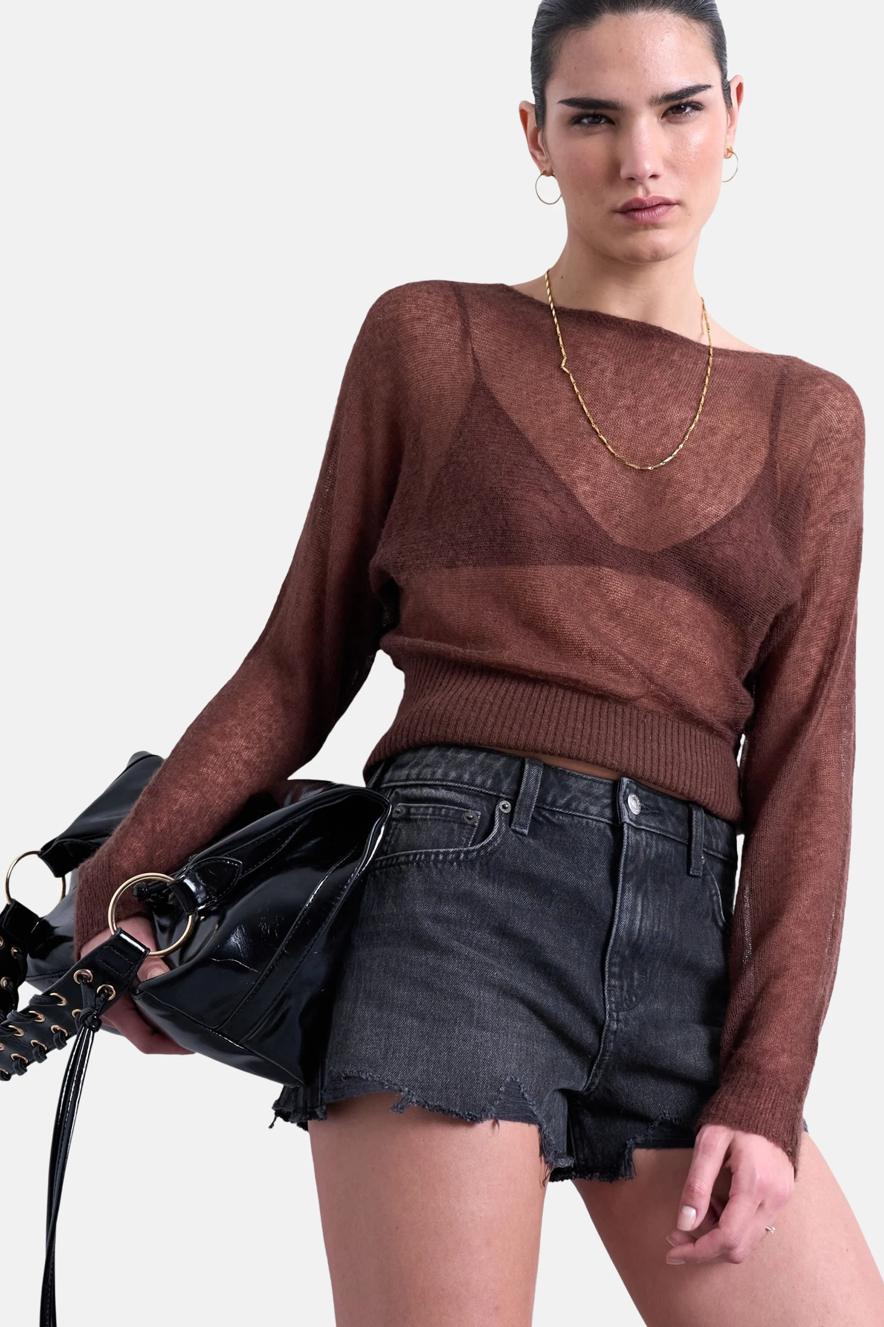 Short - black denim - Image 4