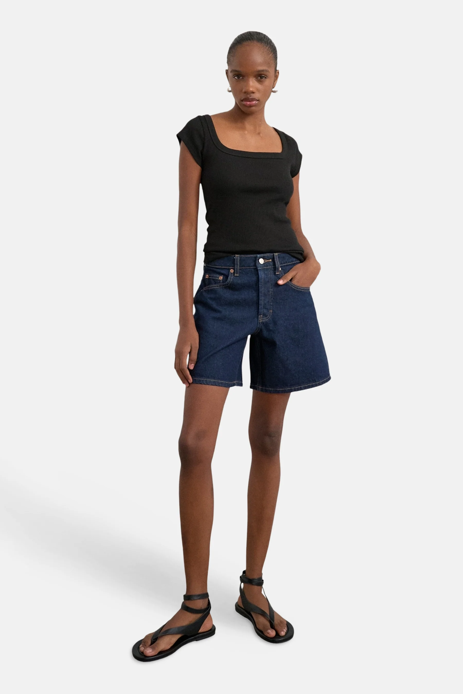 Short - dark blue denim - Image 2