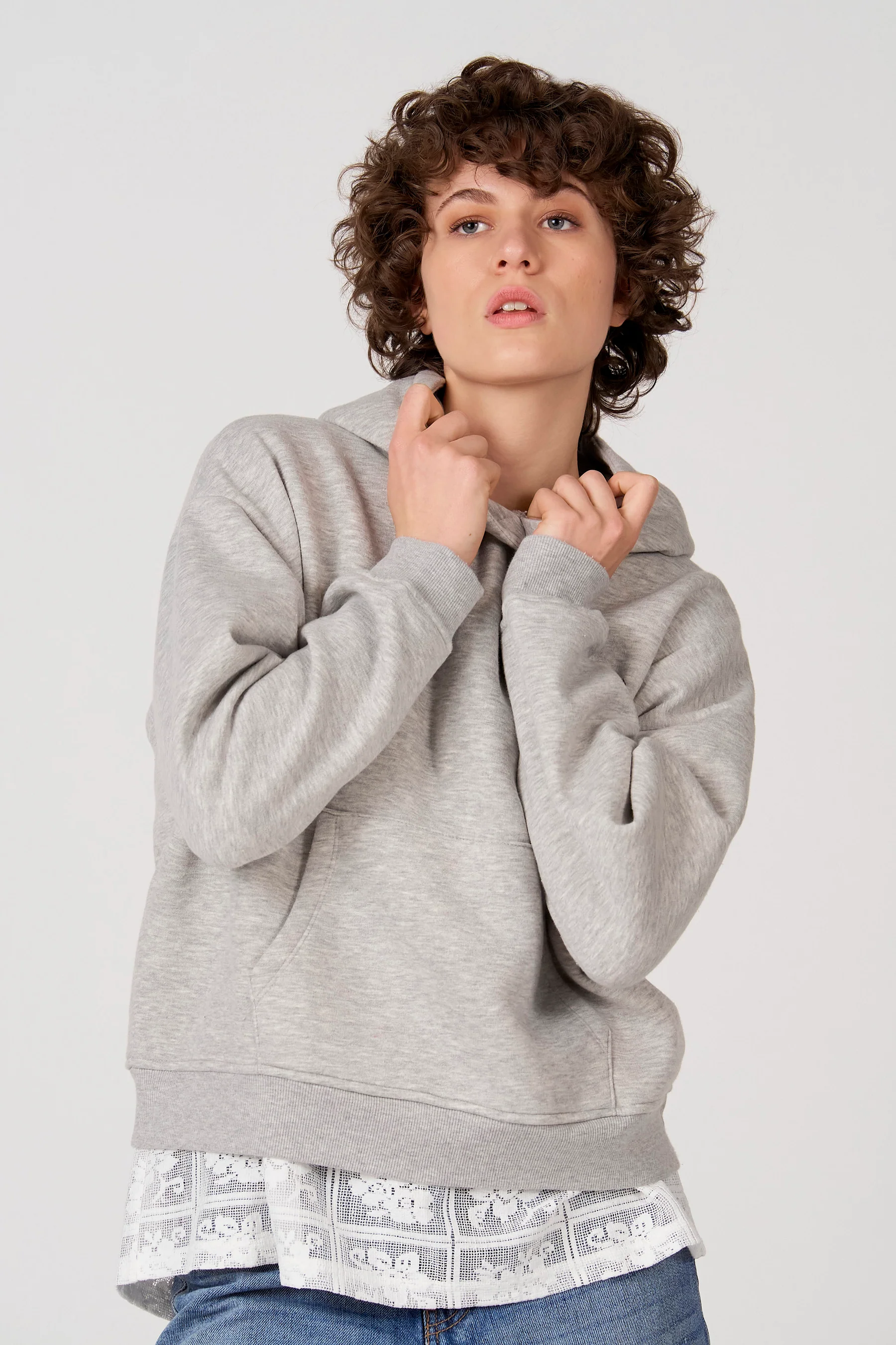 Sweater met kap - grijs - Image 4