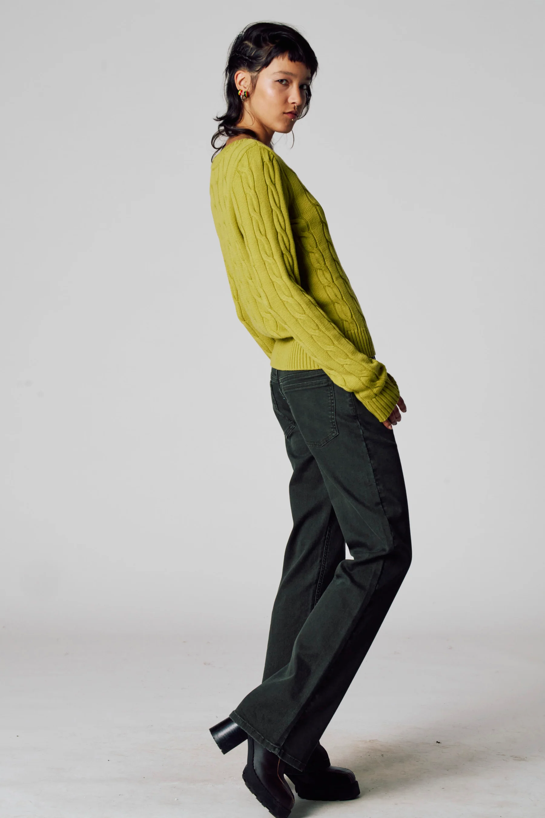 Pull met V-hals - groen - Image 2