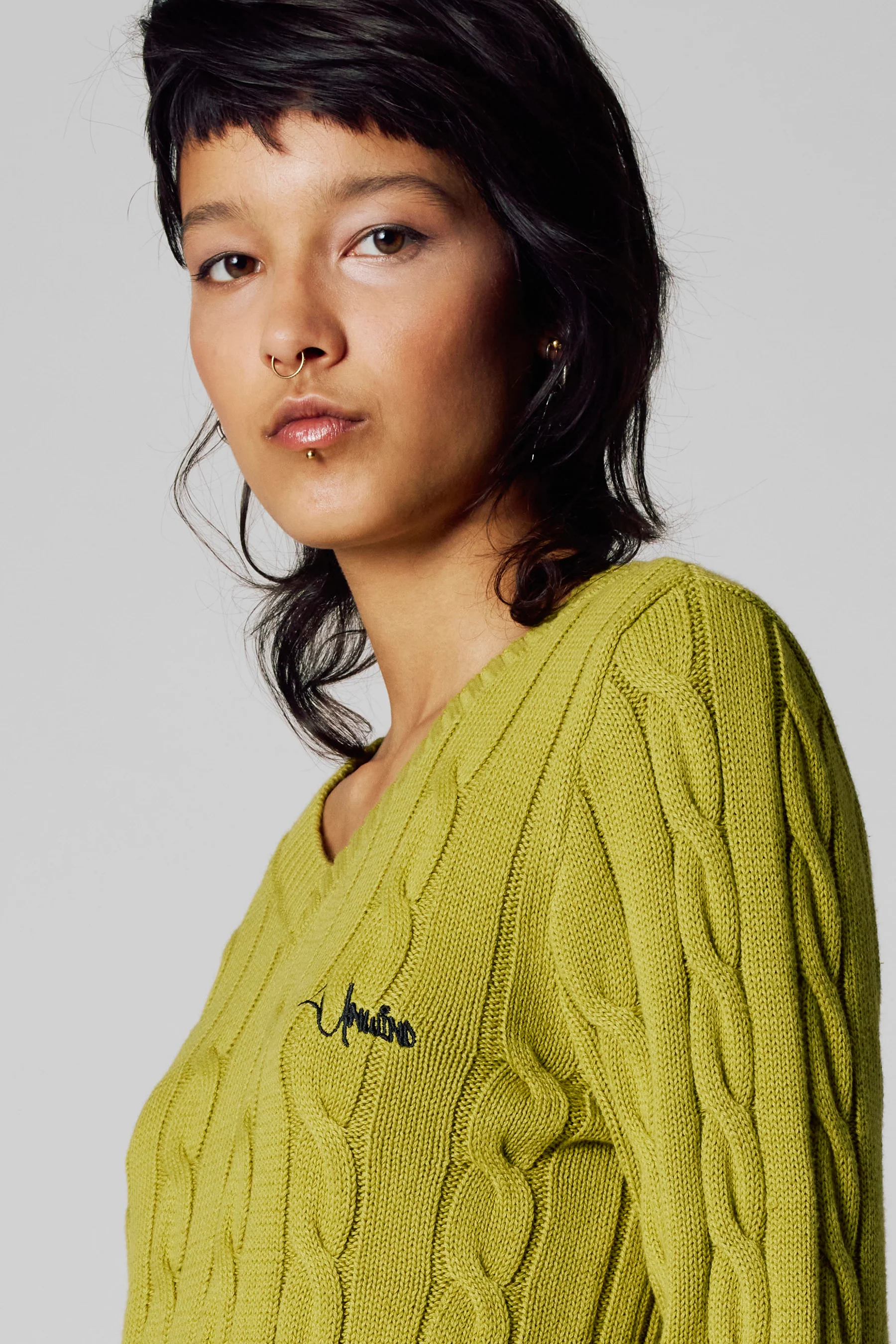 Pull met V-hals - groen - Image 4