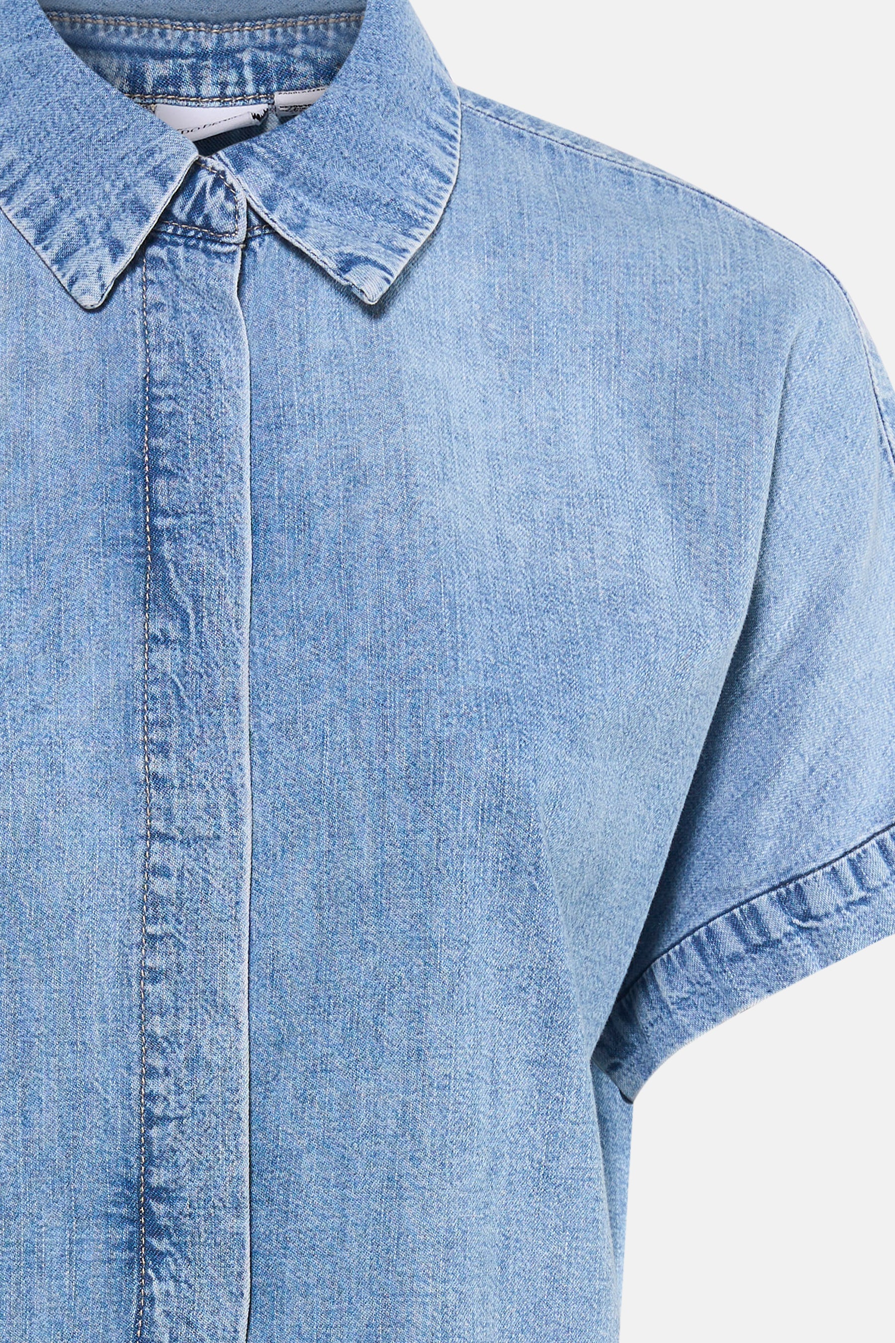 Blouse met korte mouwen - Light blue denim - Image 6
