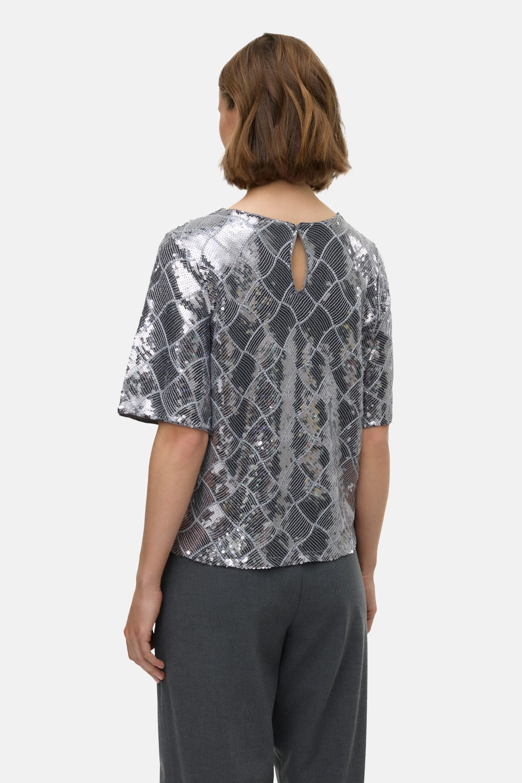 Blouse met korte mouwen - Zilver - Image 3