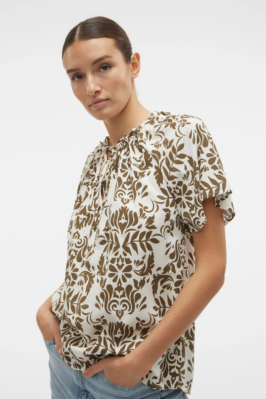 Blouse met korte mouwen - groen - Image 4