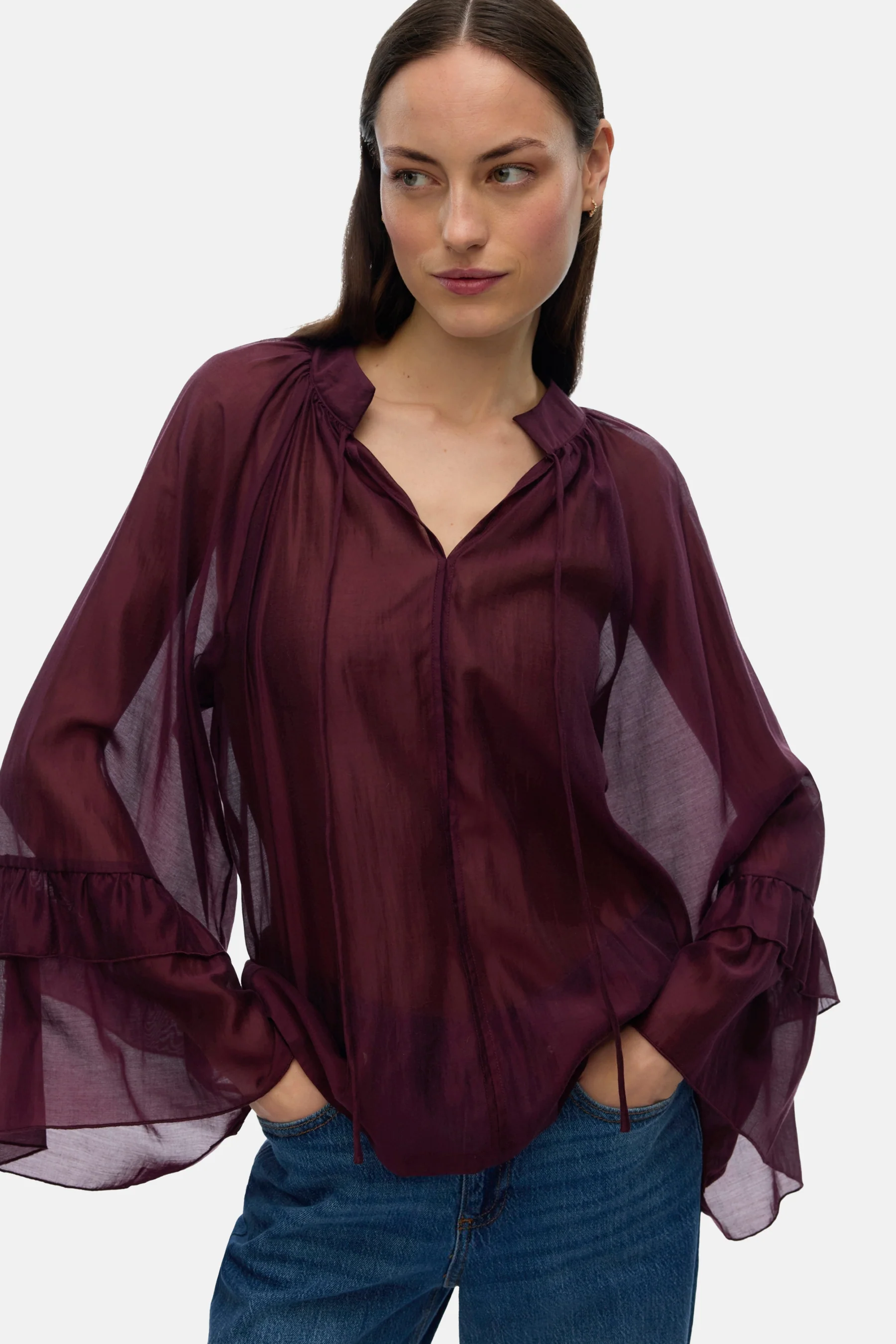 Blouse met lange mouwen - Bordeaux - Image 4
