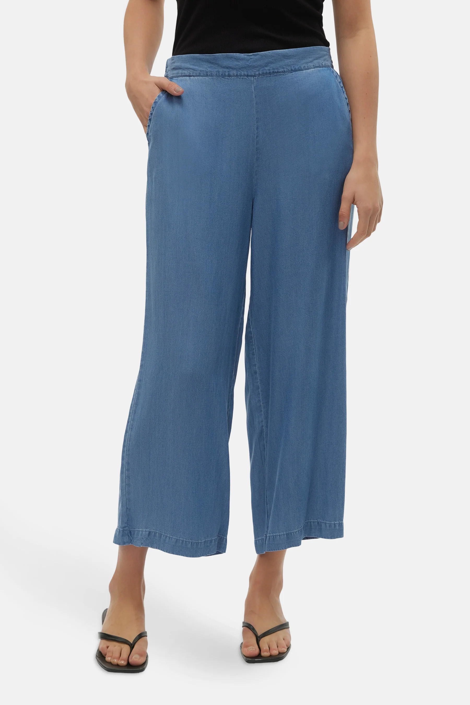 Broek - mid blue denim