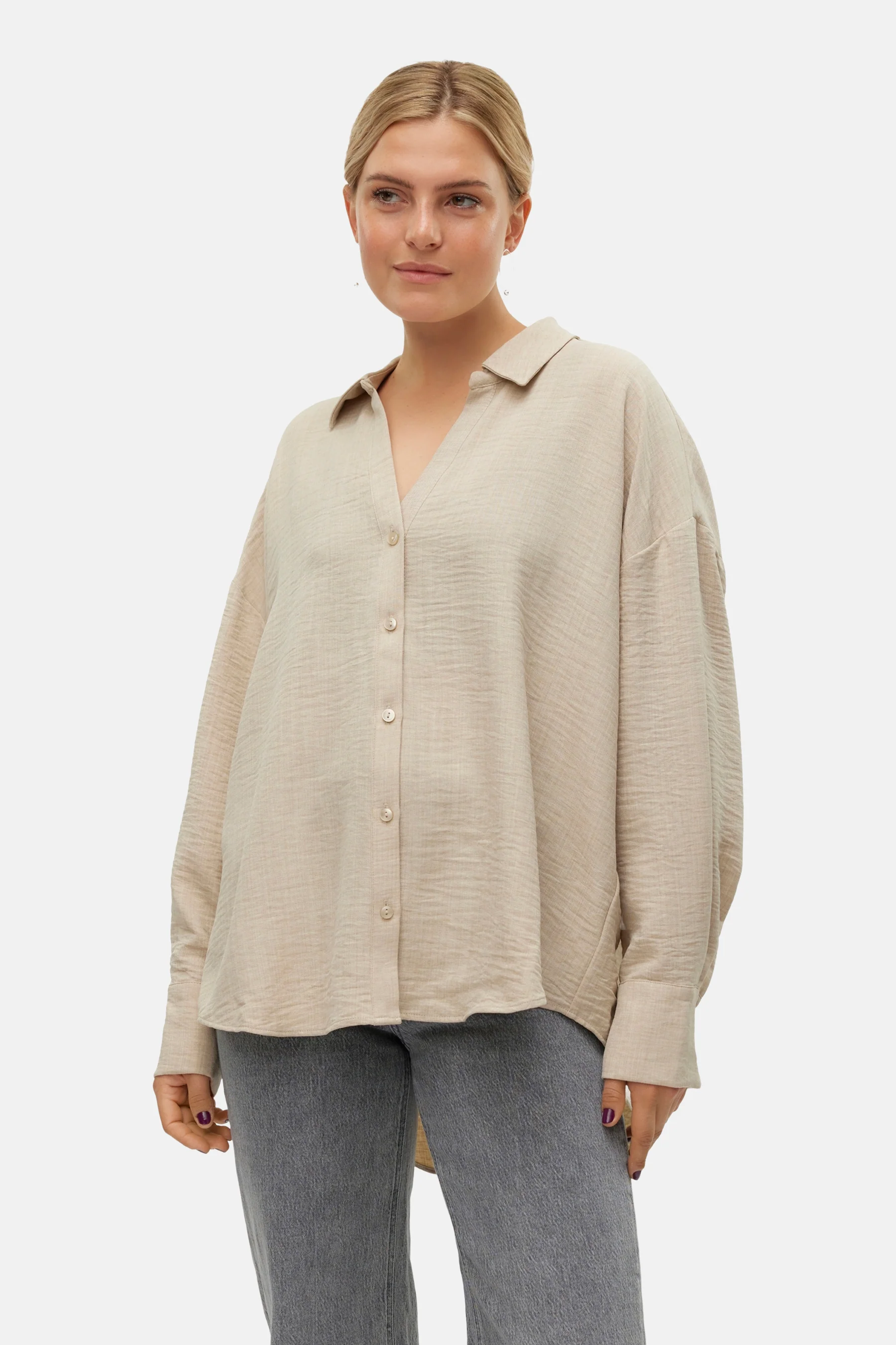 Hemd met lange mouwen - beige