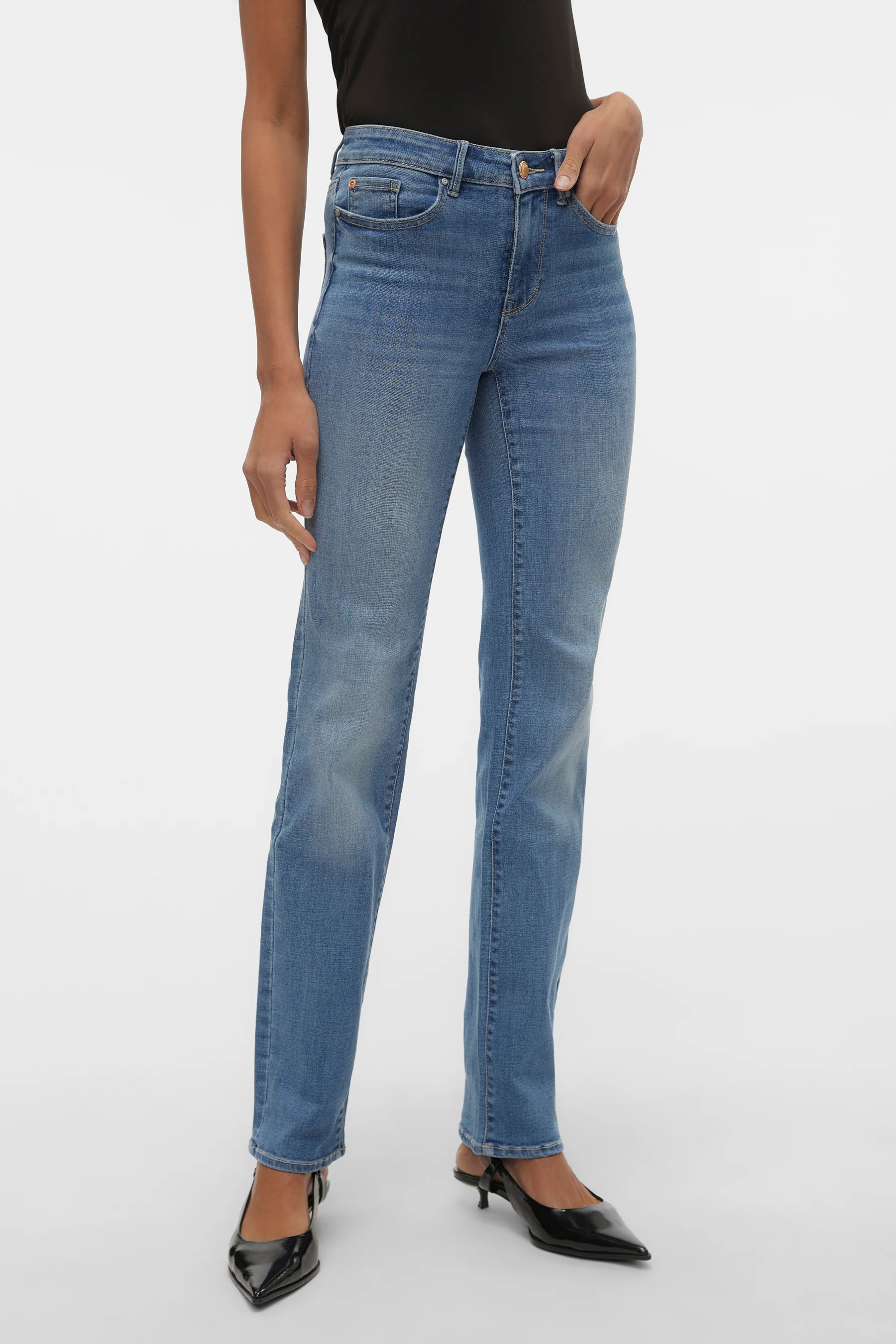 Straight jeans - mid blue denim - Image 3
