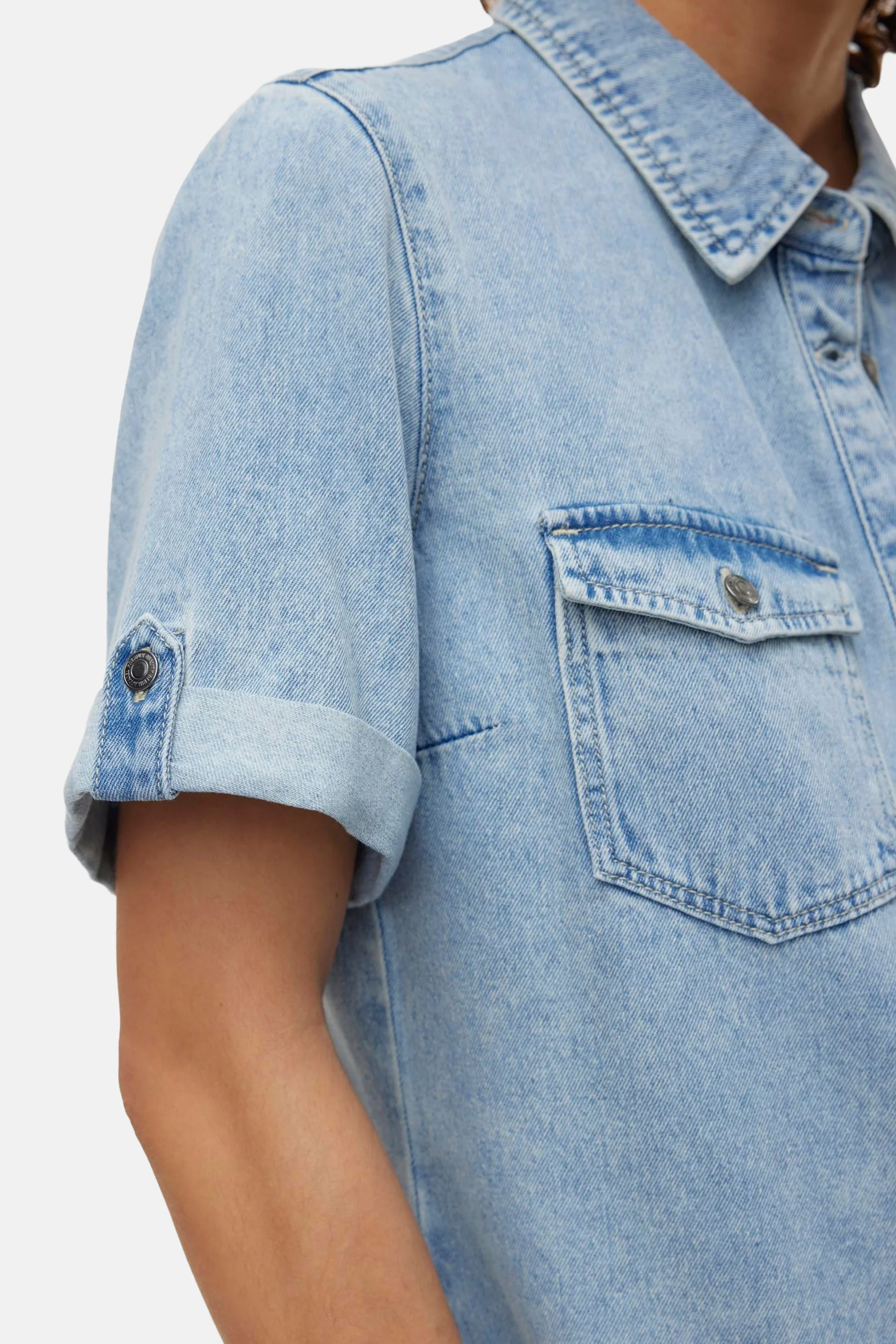 Kleedje met korte mouwen - light blue denim - Image 5
