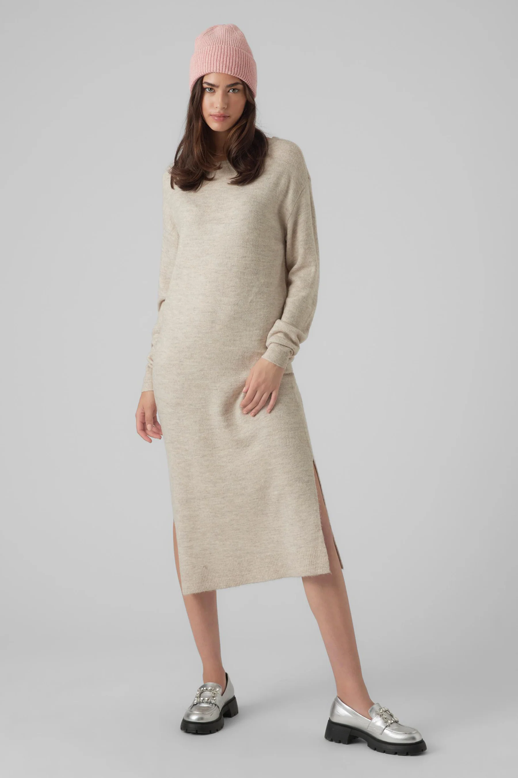 Kleedje met lange mouwen - beige