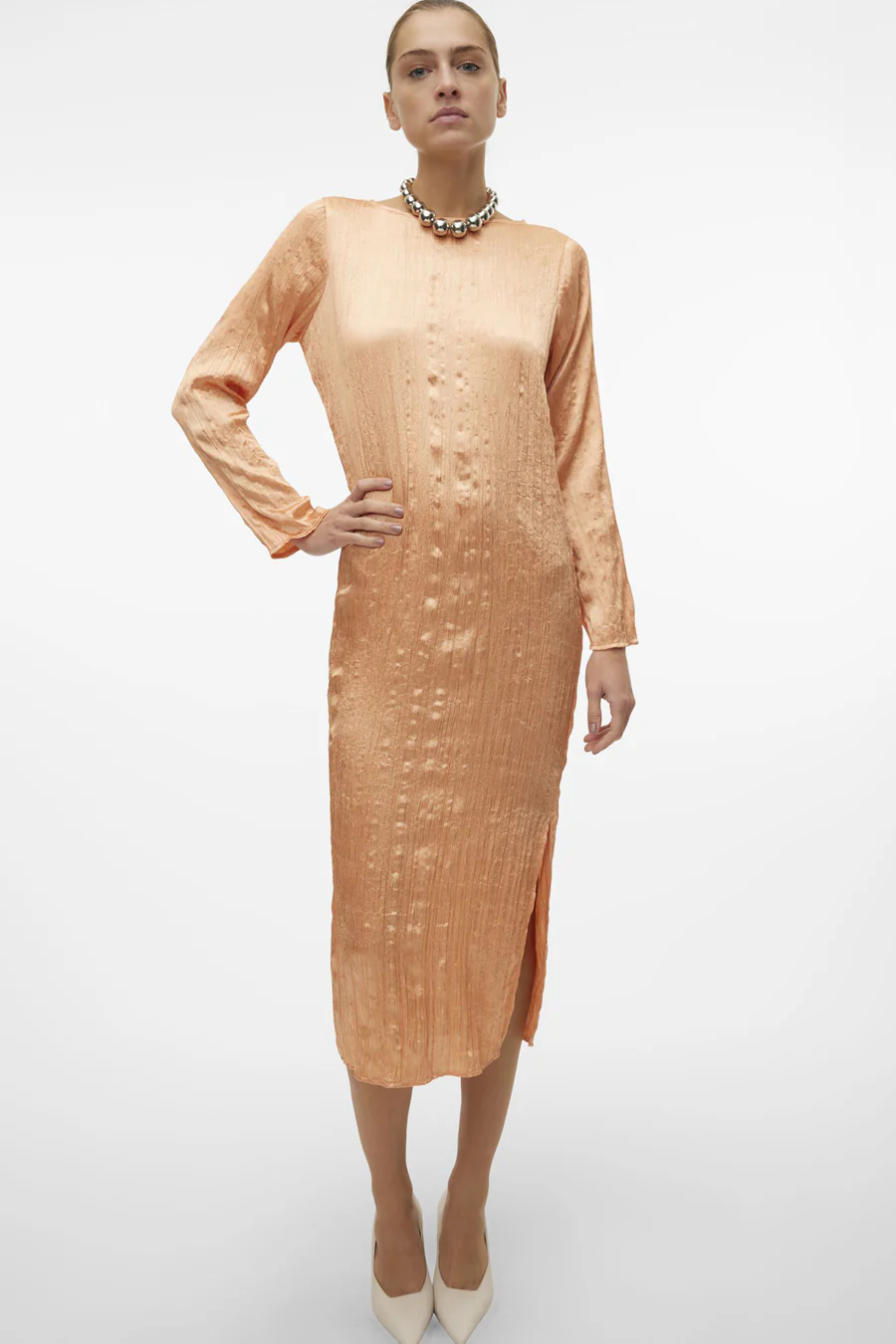 Kleedje met lange mouwen - oranje - Image 4