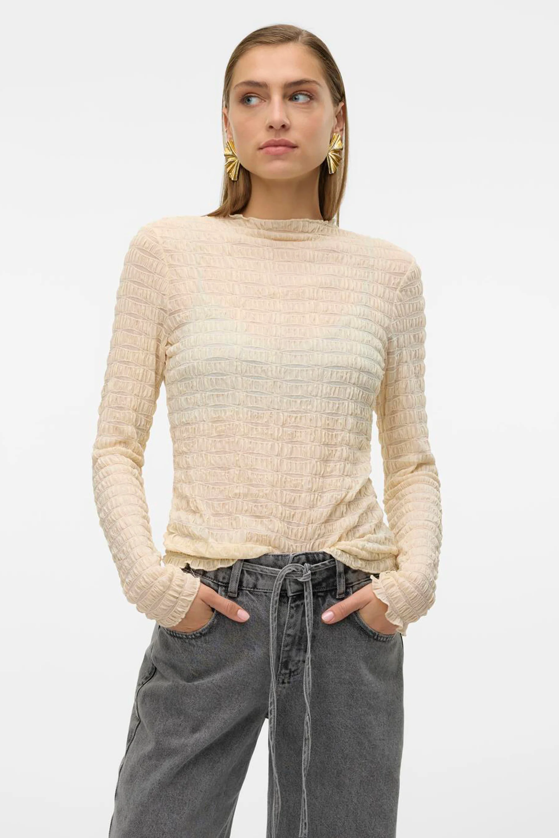 T-shirt met lange mouwen - ecru