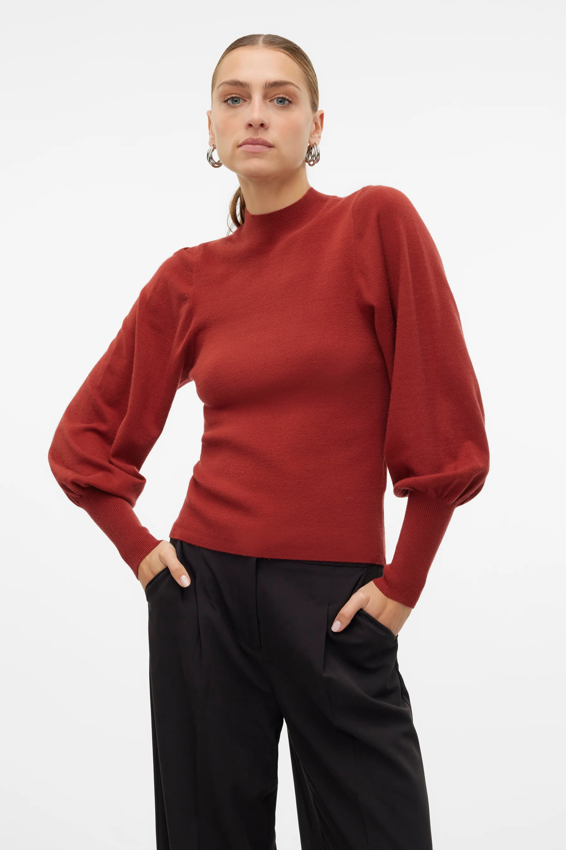 Pull met rolkraag - bruin