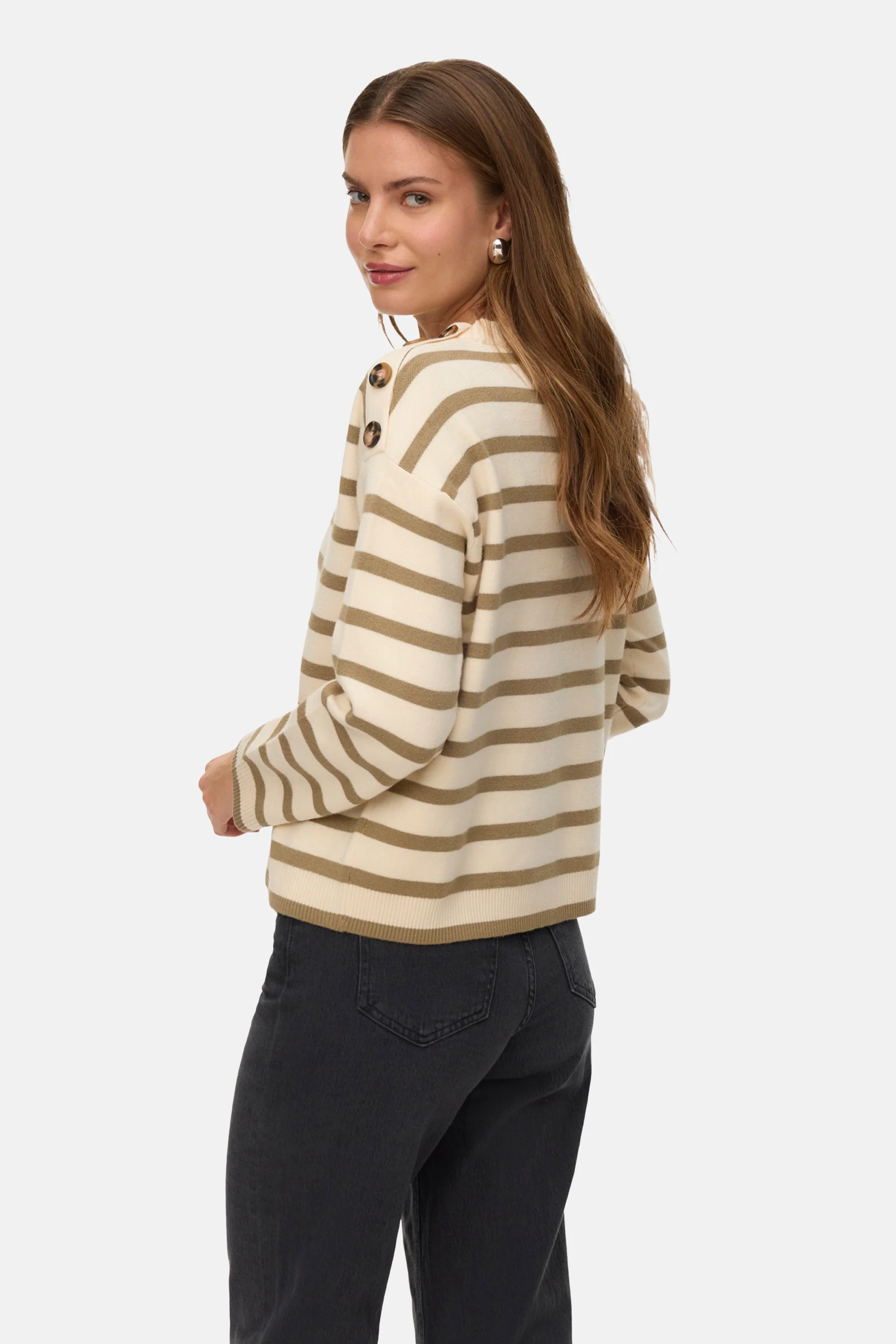 Pull met ronde hals - beige - Image 3