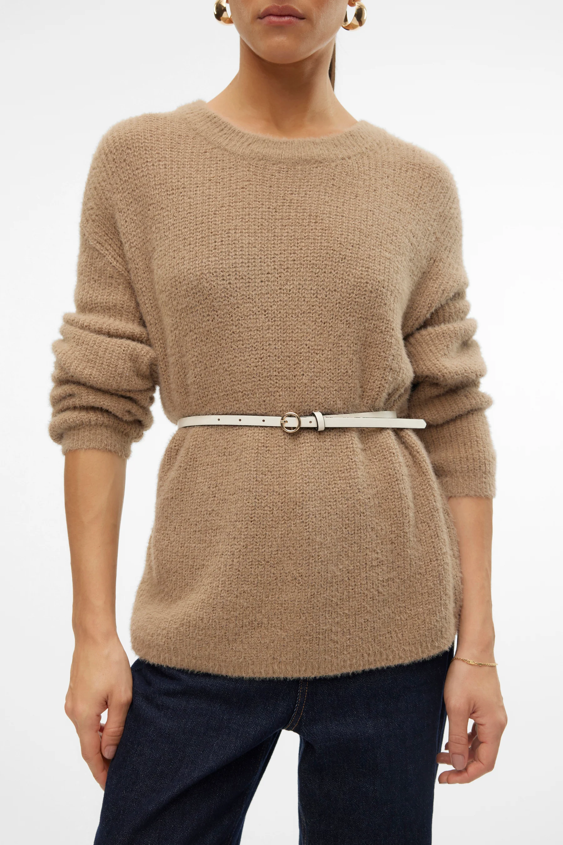 Pull met ronde hals - beige - Image 4