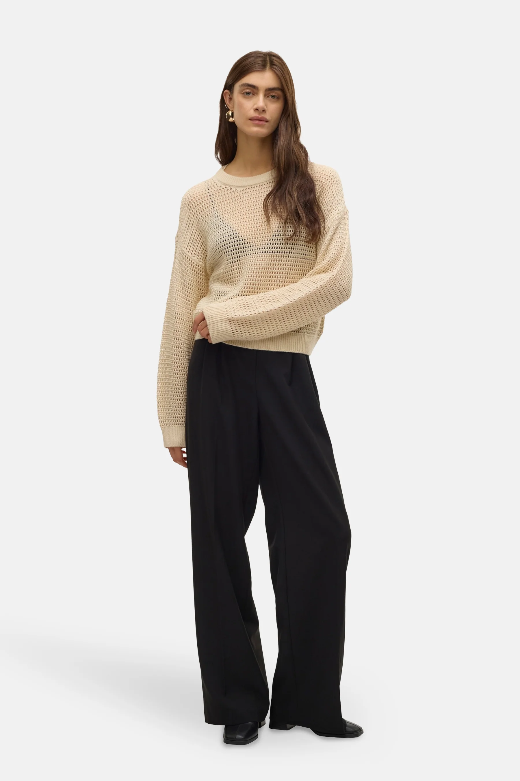Pull met ronde hals - beige - Image 2