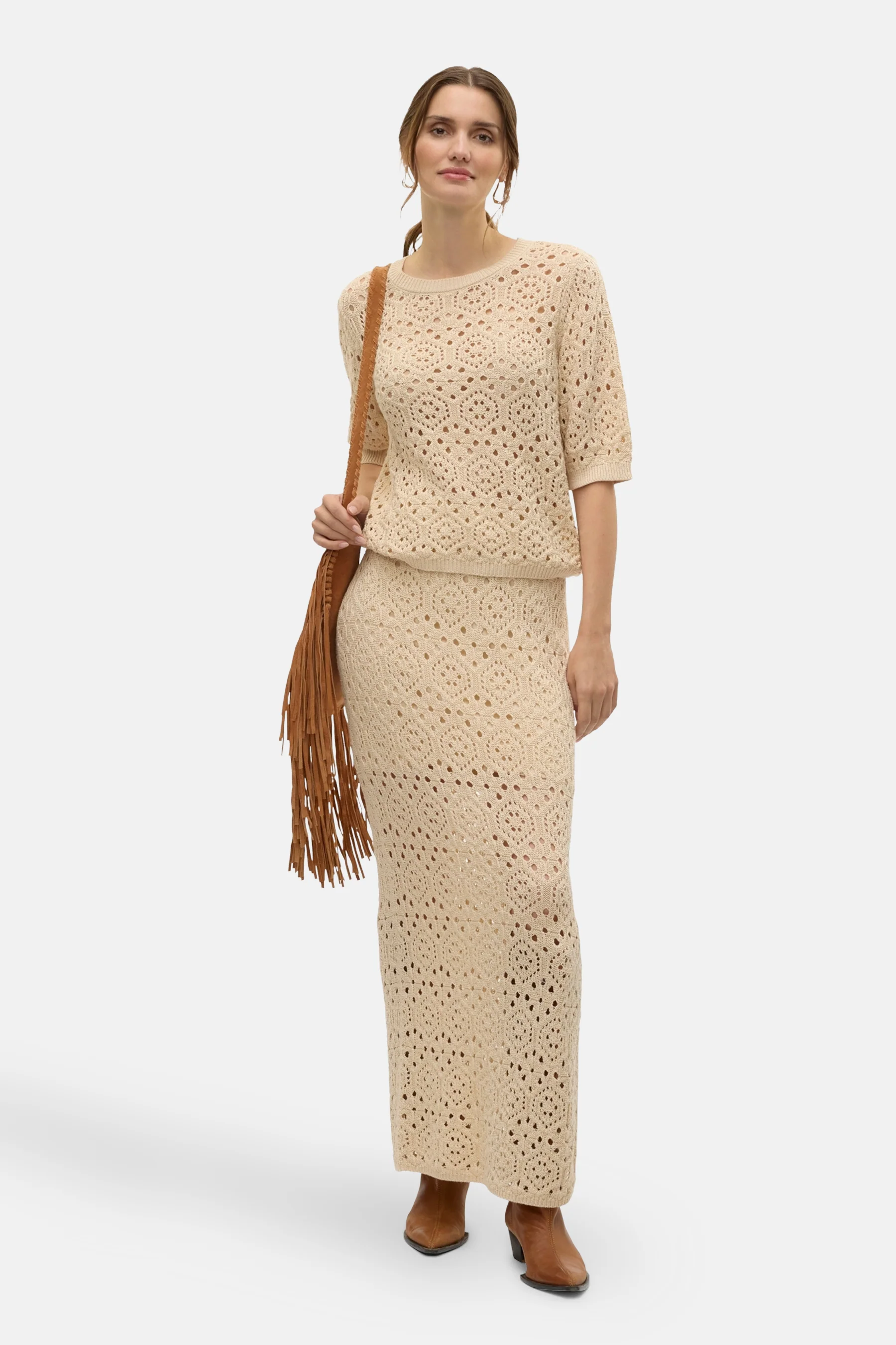 Pull met ronde hals - beige - Image 2