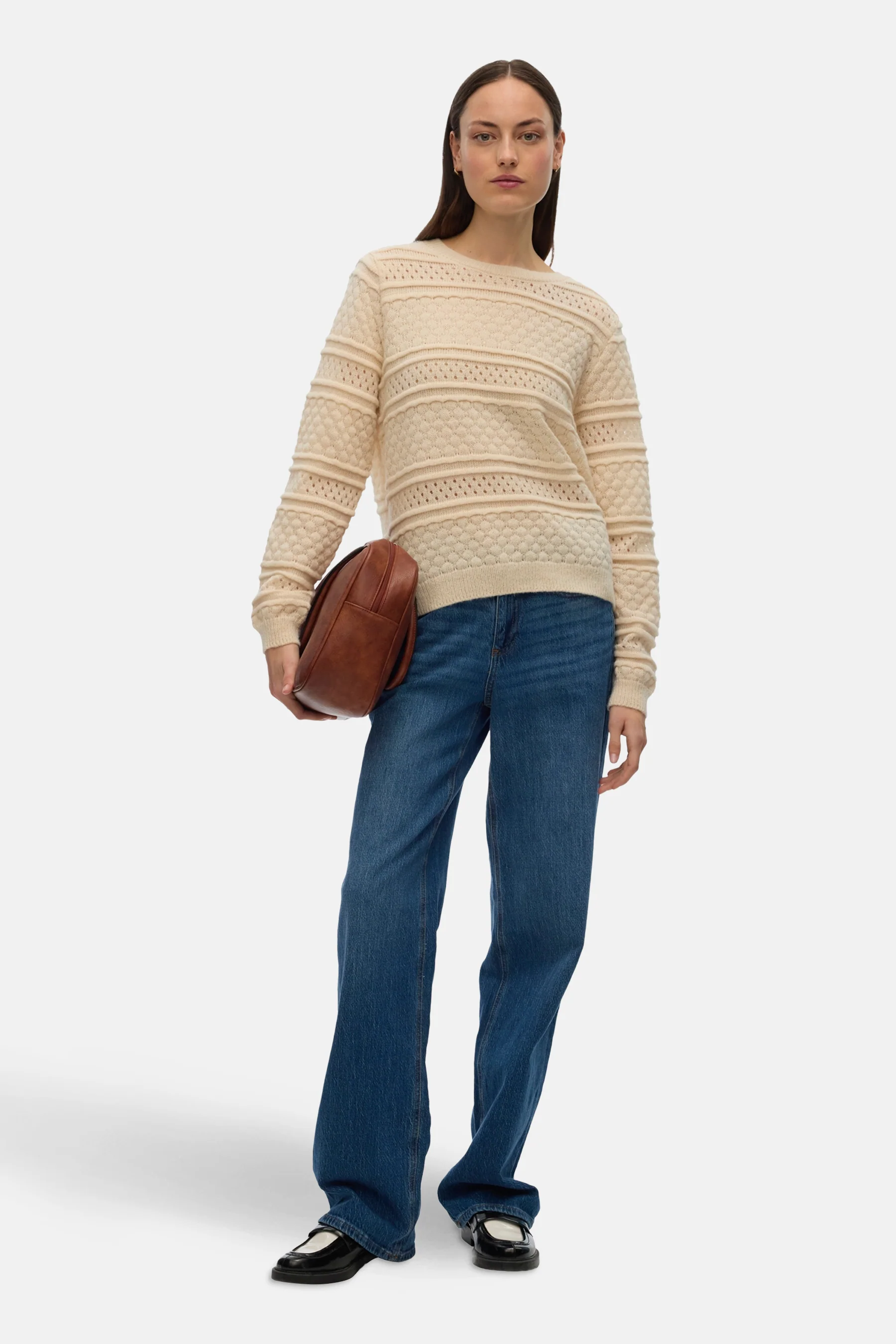 Pull met ronde hals - beige - Image 2