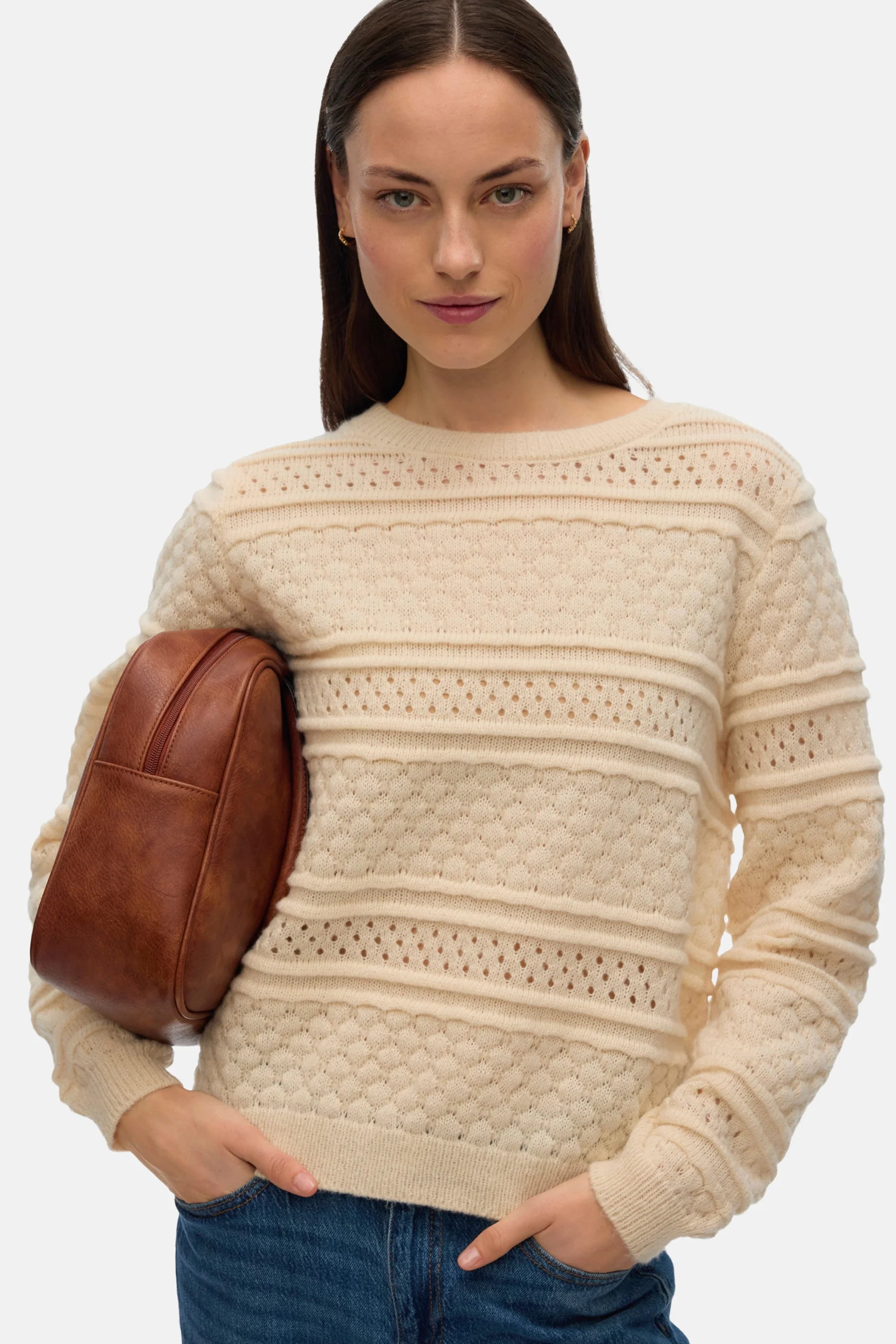 Pull met ronde hals - beige - Image 5