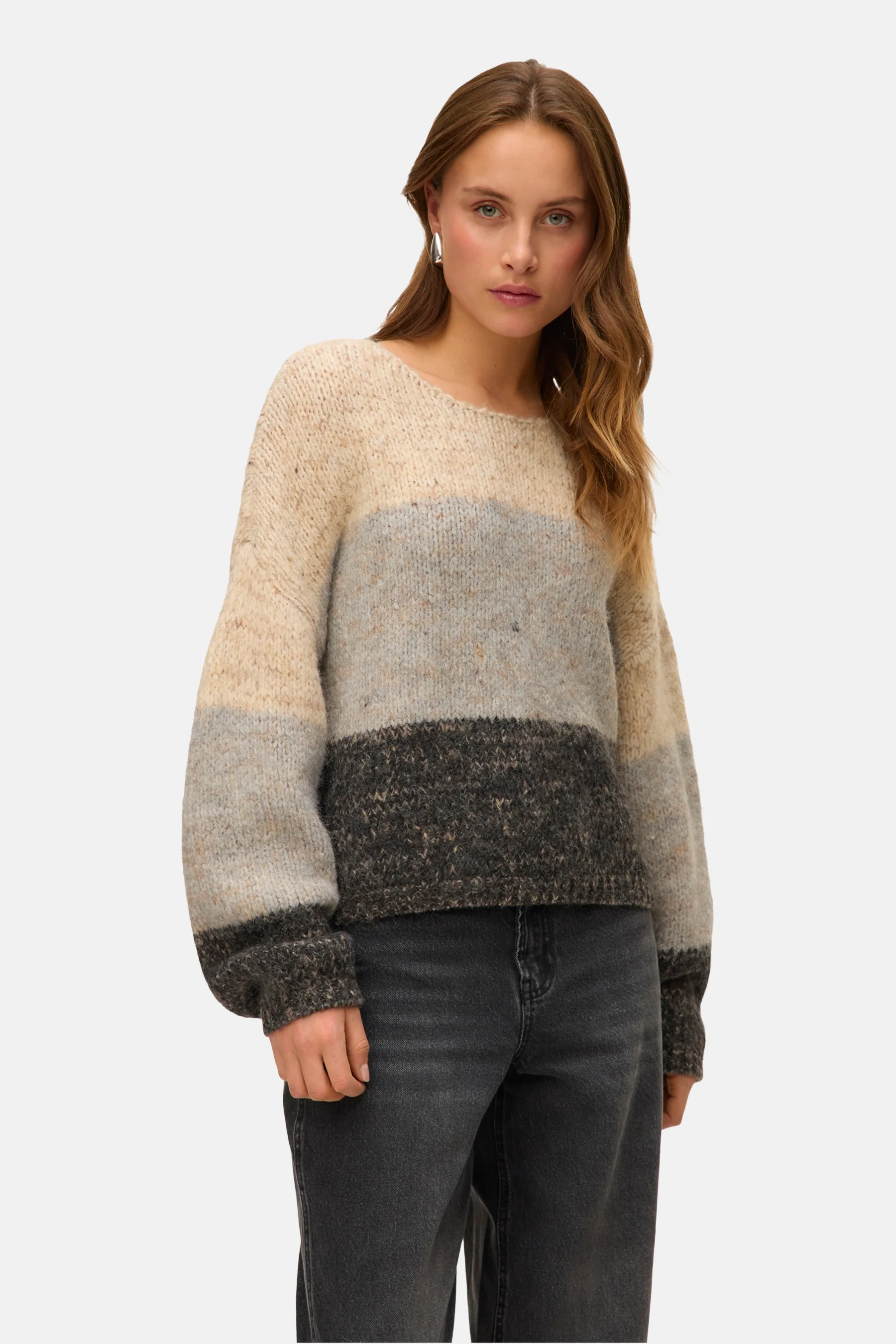 Pull met ronde hals - beige