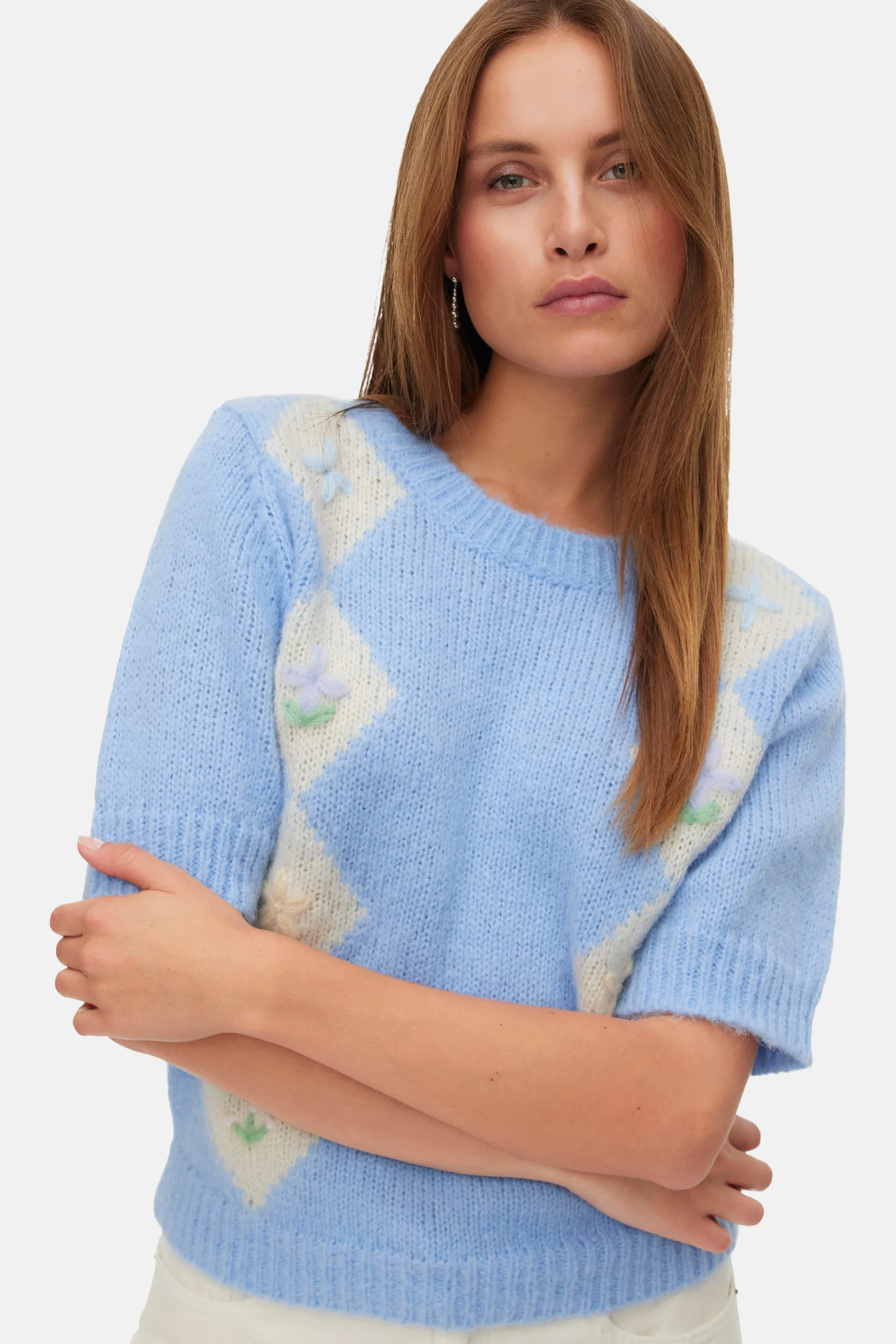 Pull met ronde hals - blauw