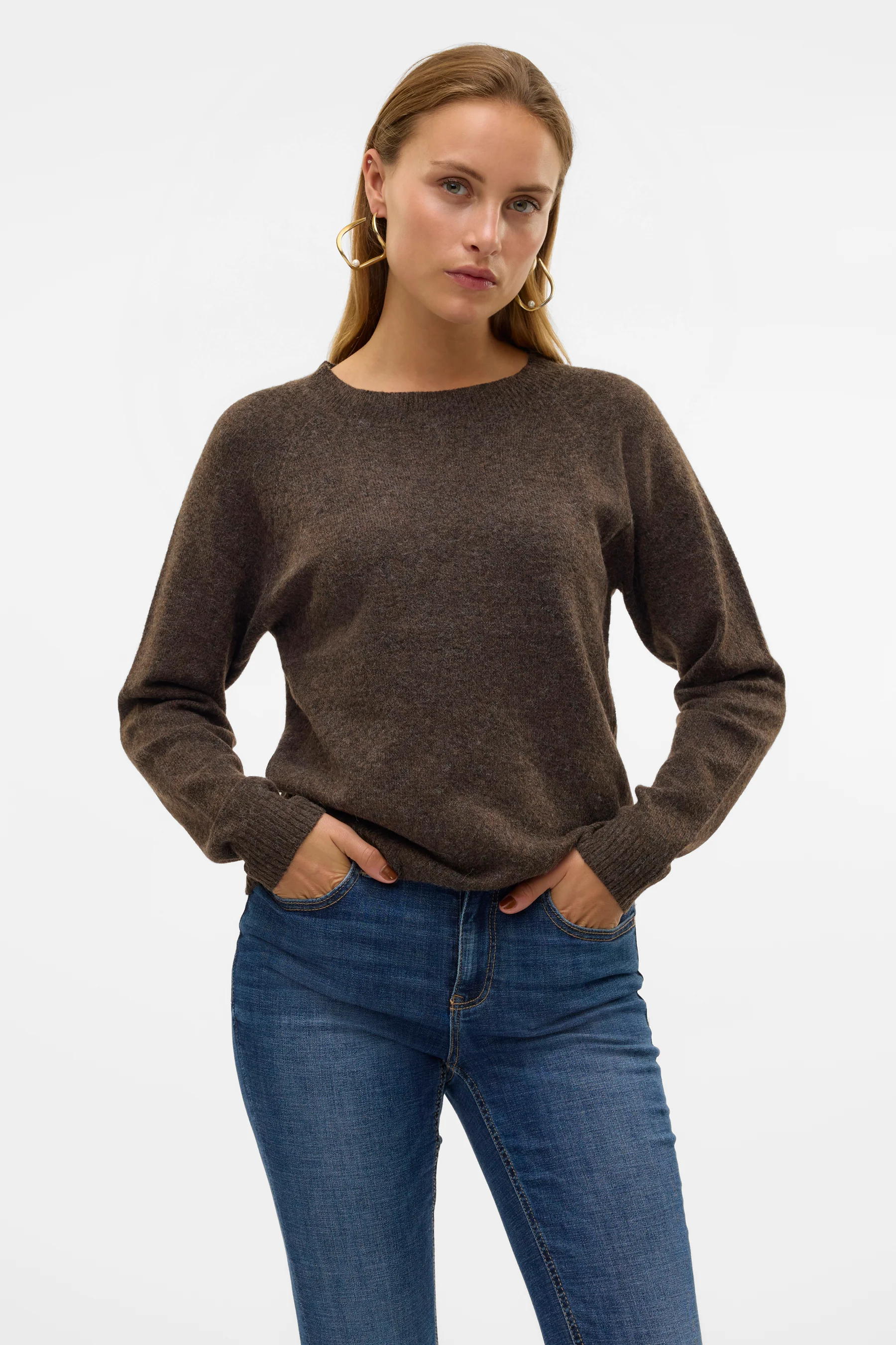 Pull met ronde hals - bruin