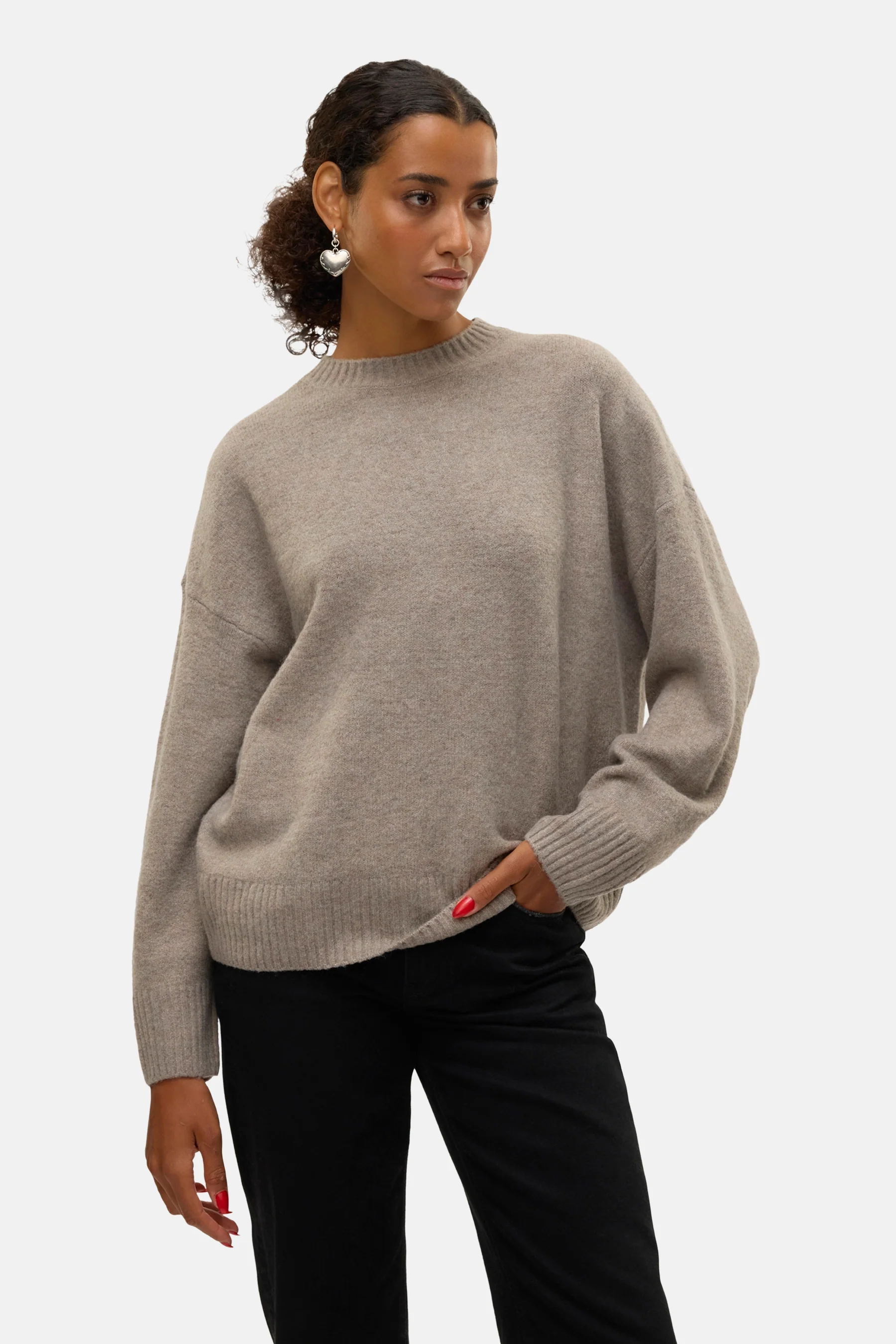 Pull met ronde hals - bruin