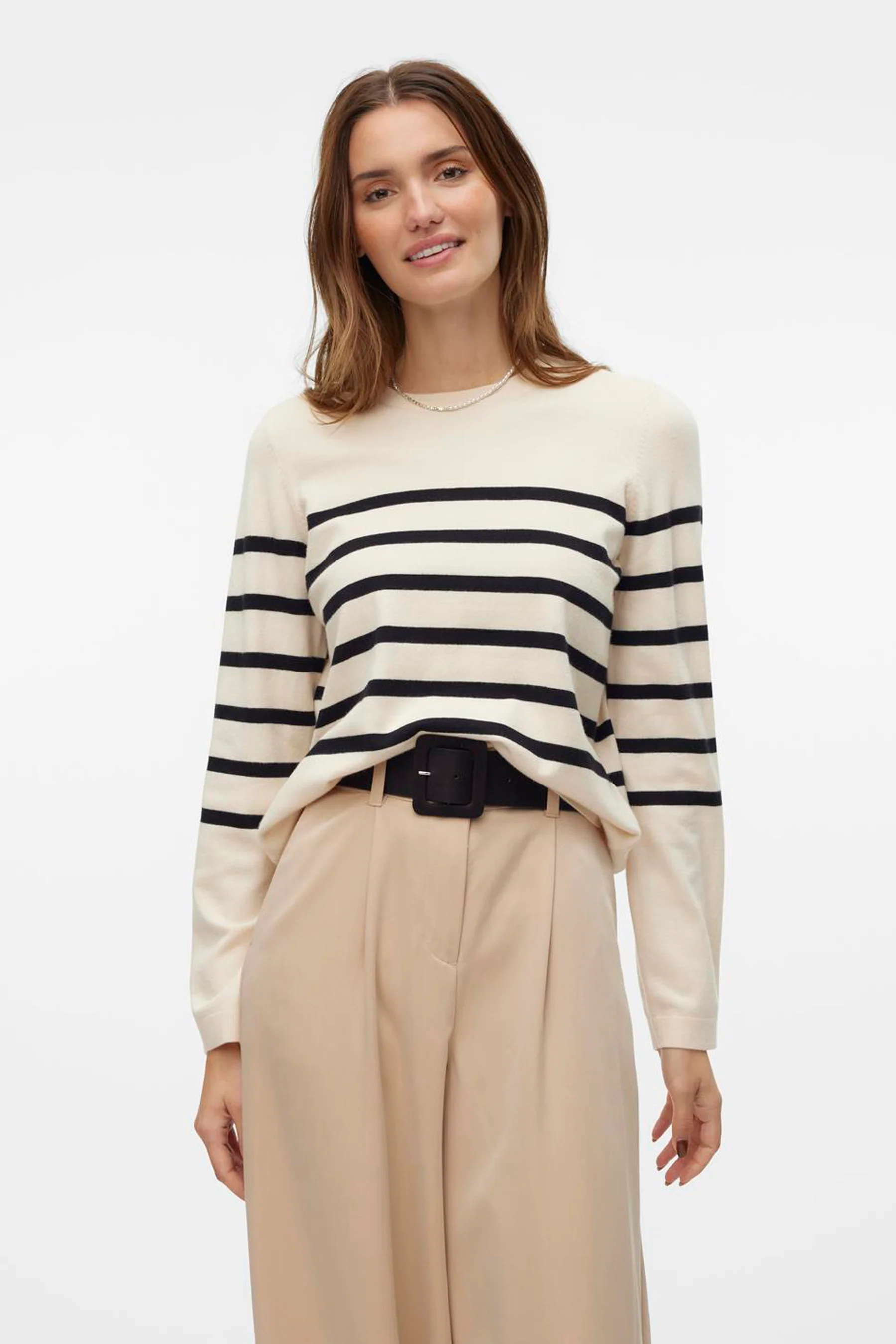 Pull met ronde hals - ecru