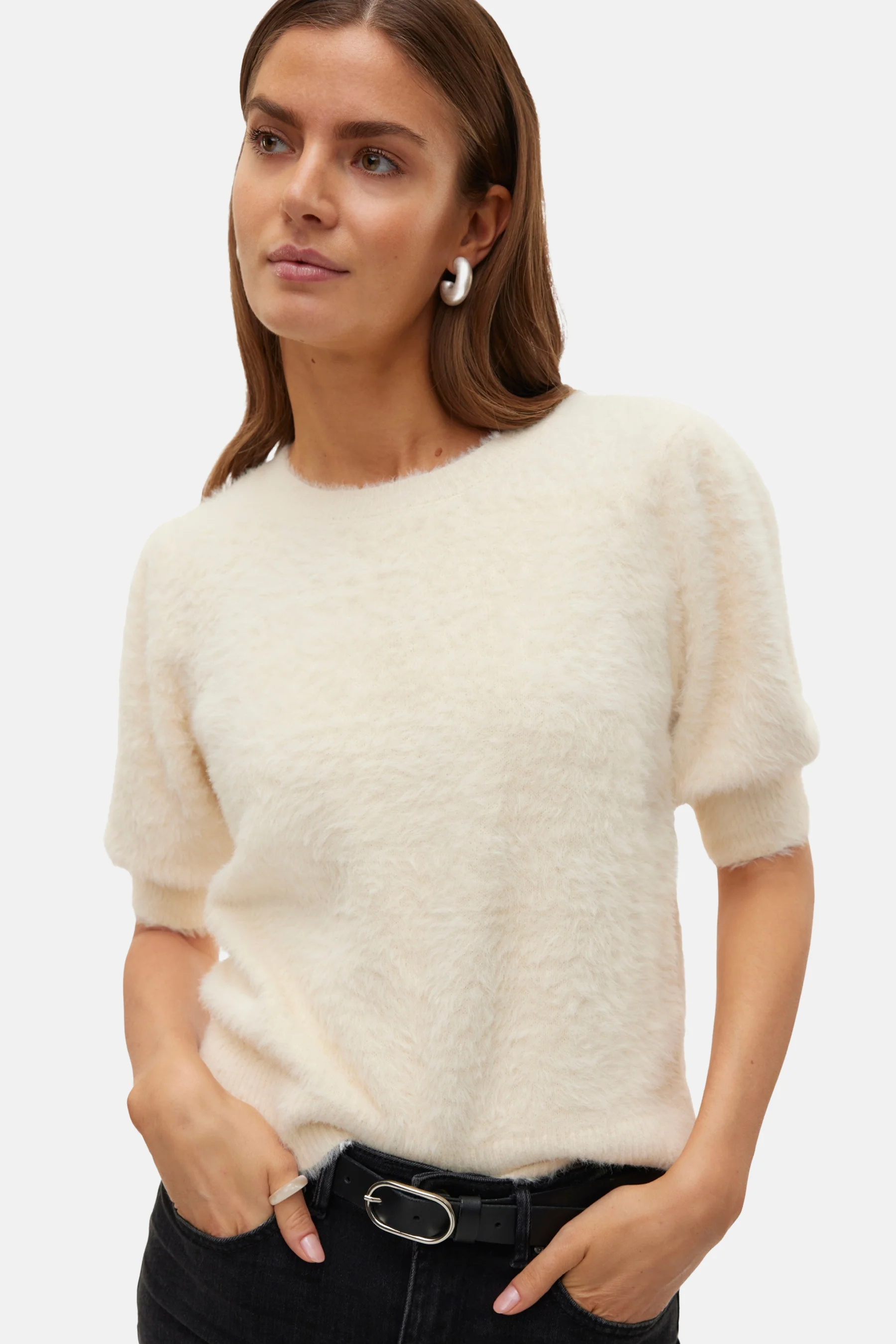 Pull met ronde hals - ecru - Image 4