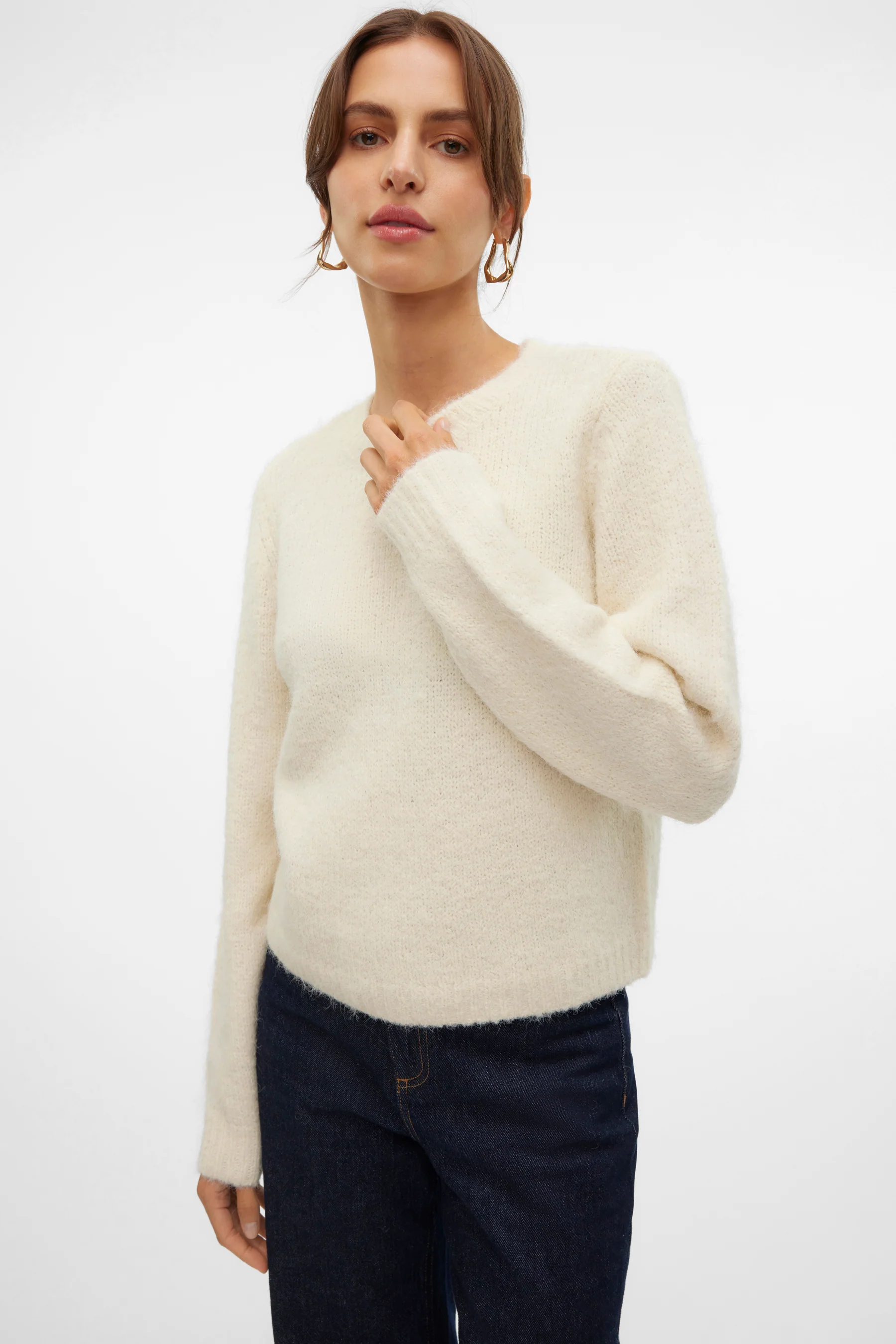 Pull met ronde hals - ecru - Image 4