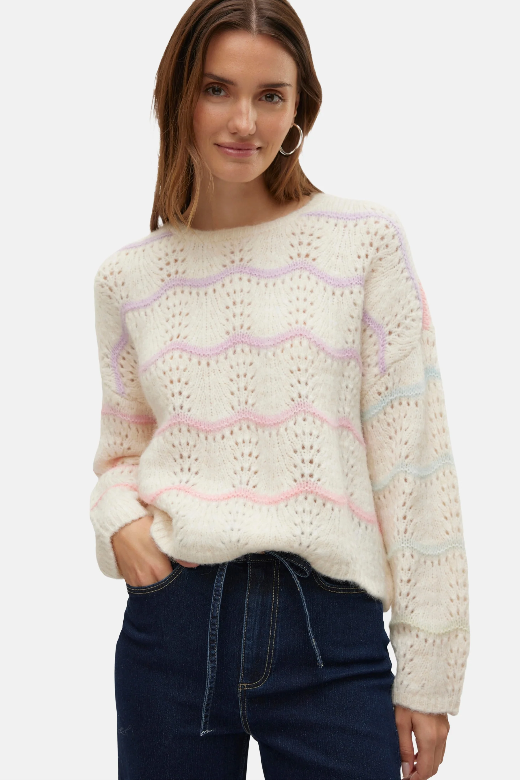 Pull met ronde hals - ecru - Image 4