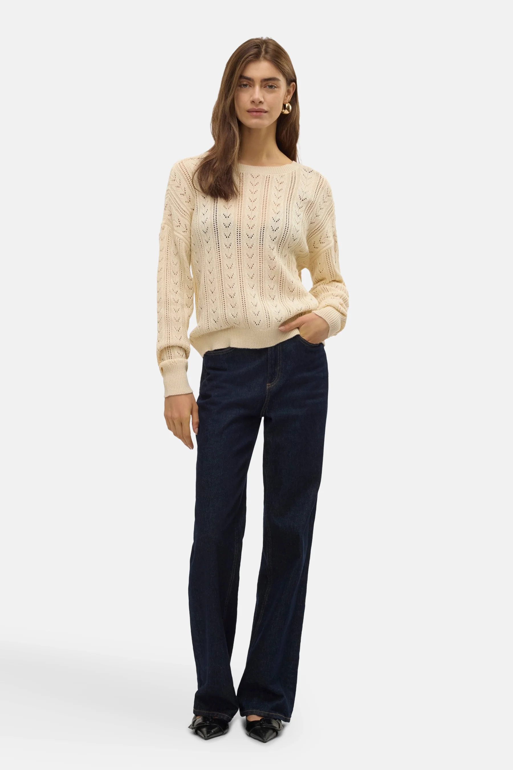 Pull met ronde hals - ecru - Image 2