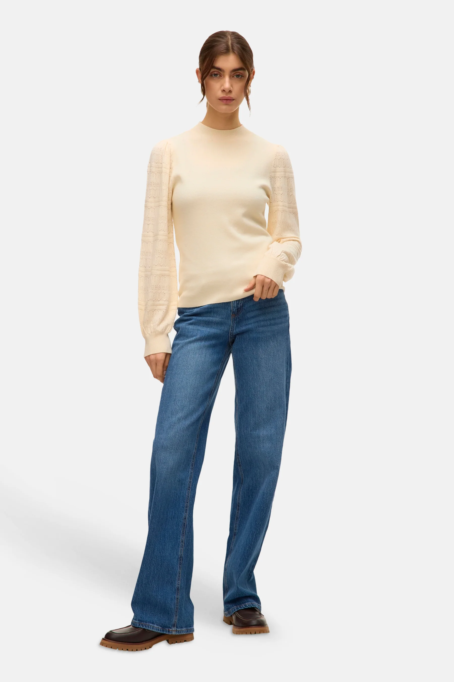 Pull met ronde hals - ecru - Image 2