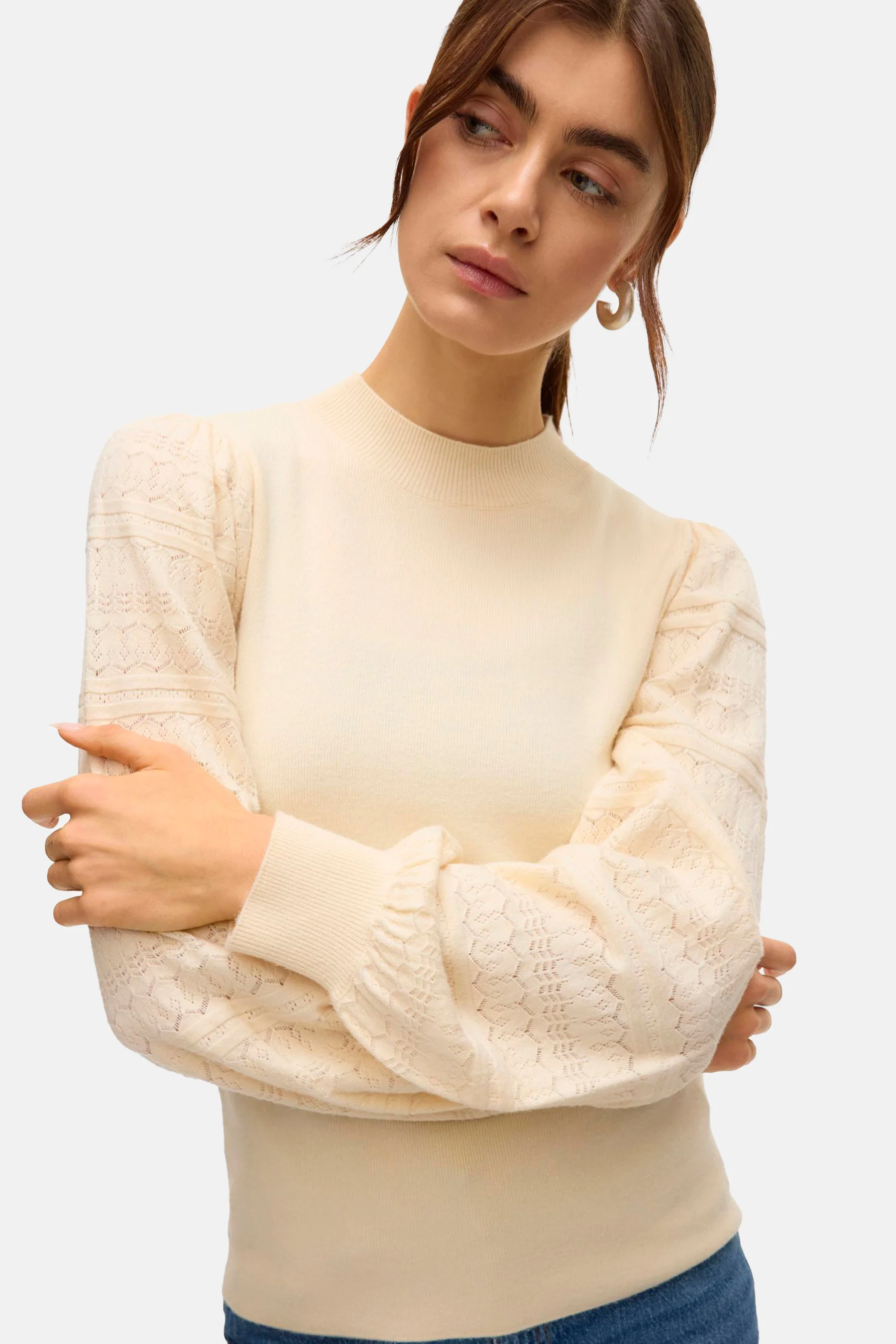 Pull met ronde hals - ecru - Image 5