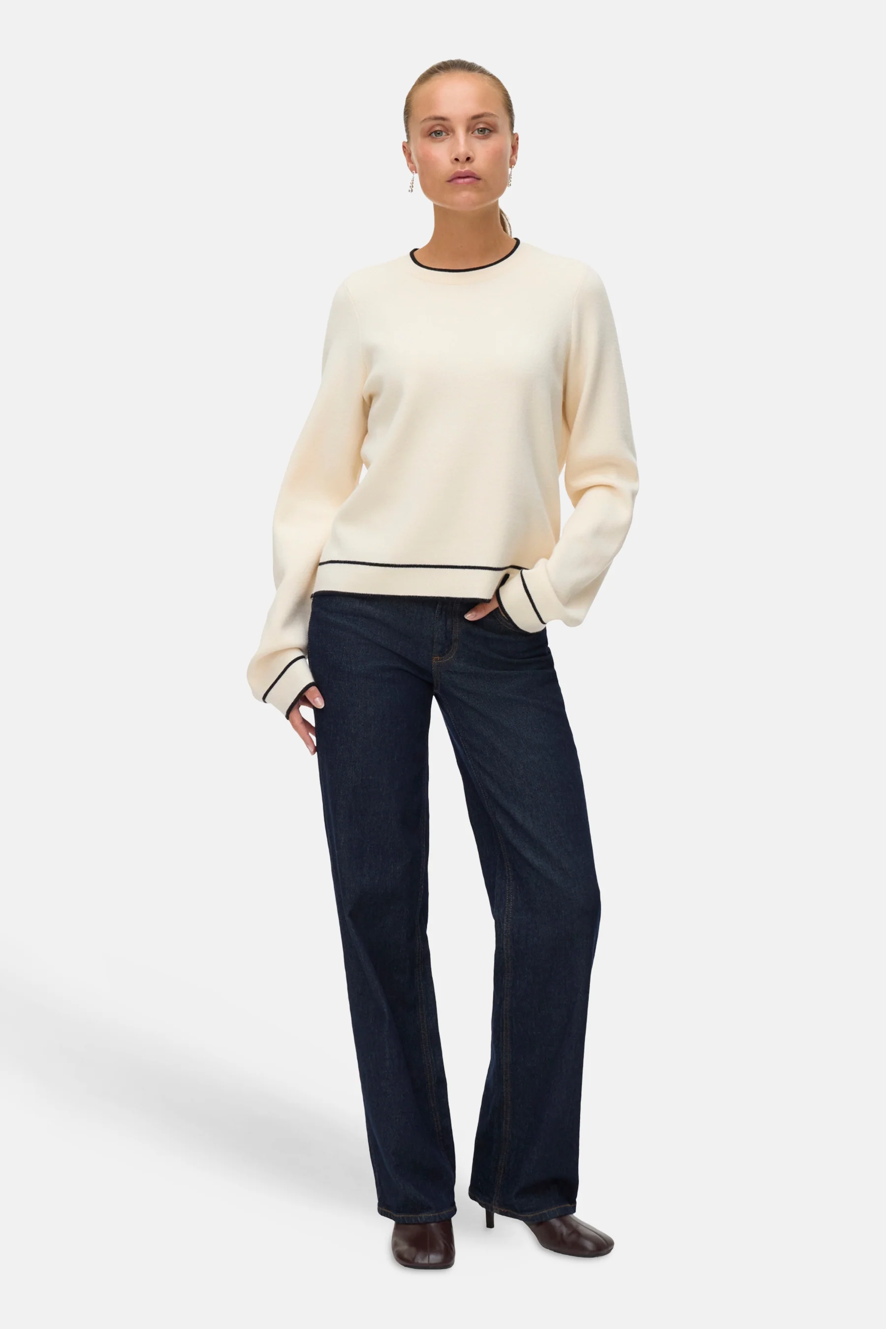 Pull met ronde hals - ecru - Image 2