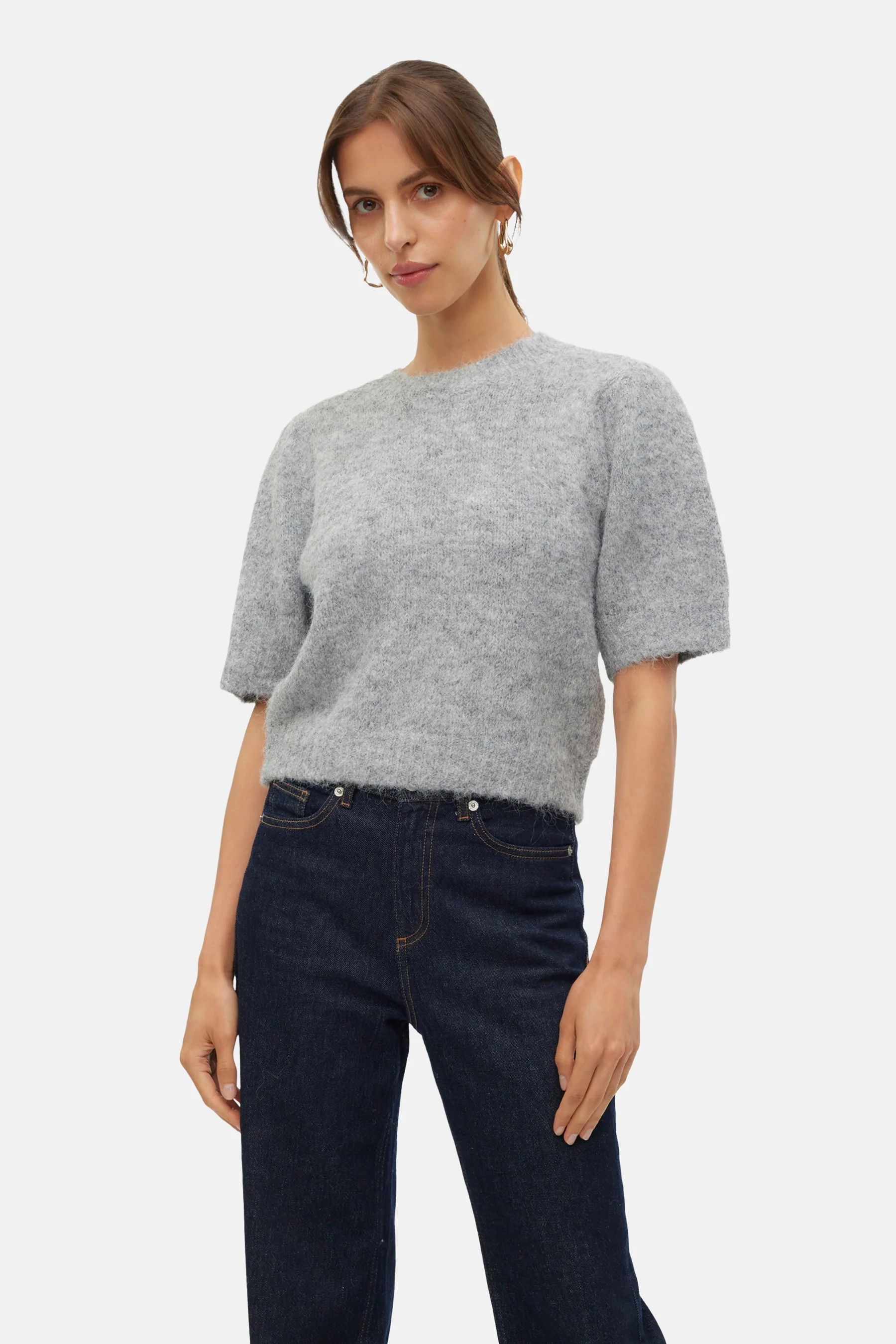 Pull met ronde hals - grijs