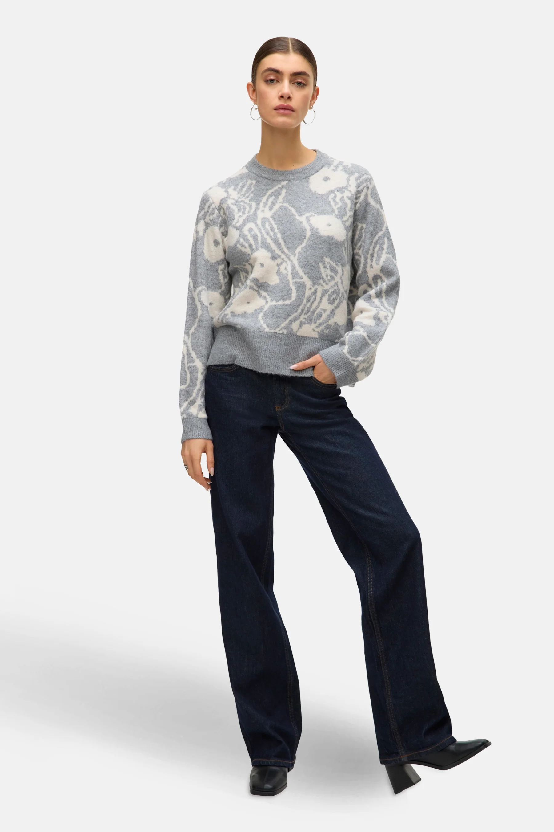 Pull met ronde hals - grijs - Image 2