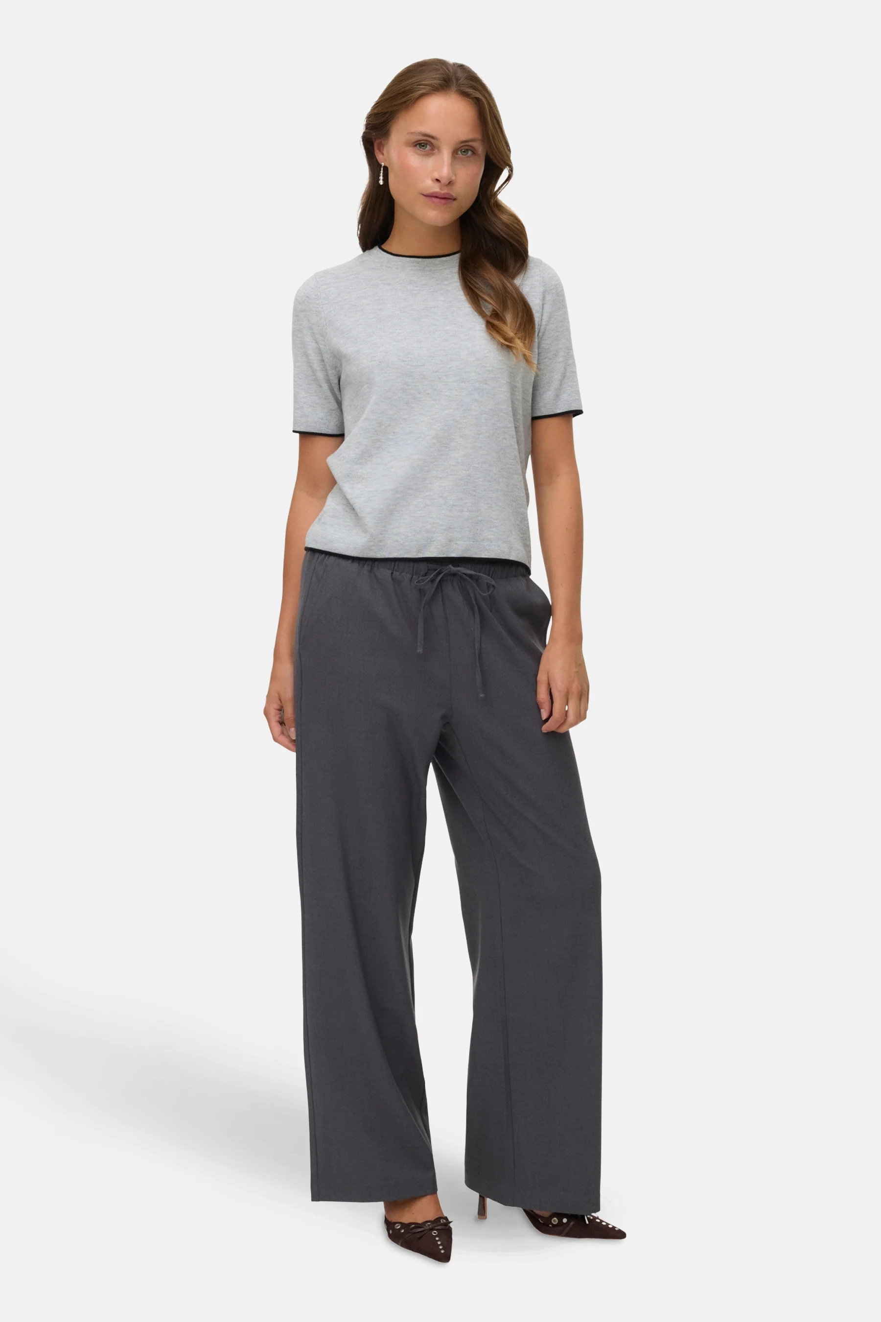Pull met ronde hals - grijs